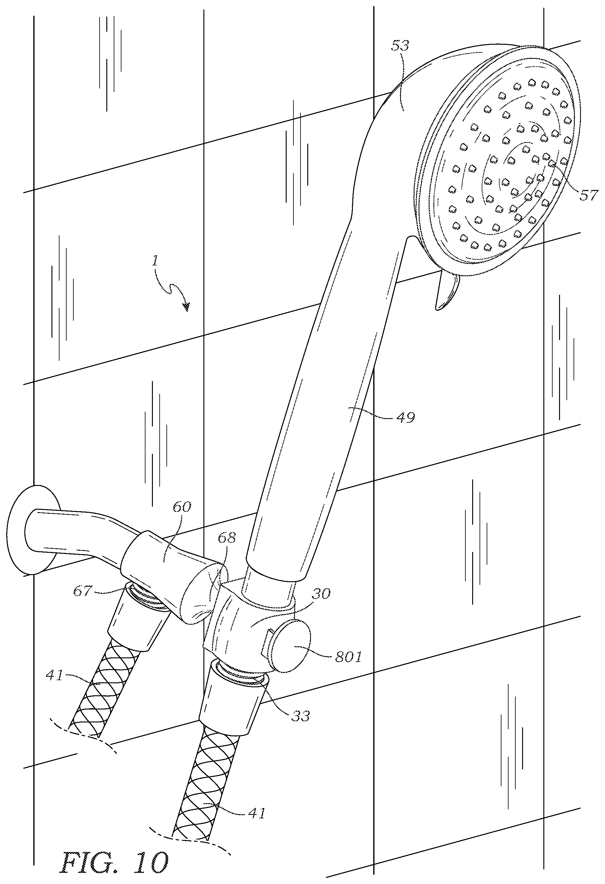 Patent US12496597 Figure 6 – Showerhead with adapter assembly