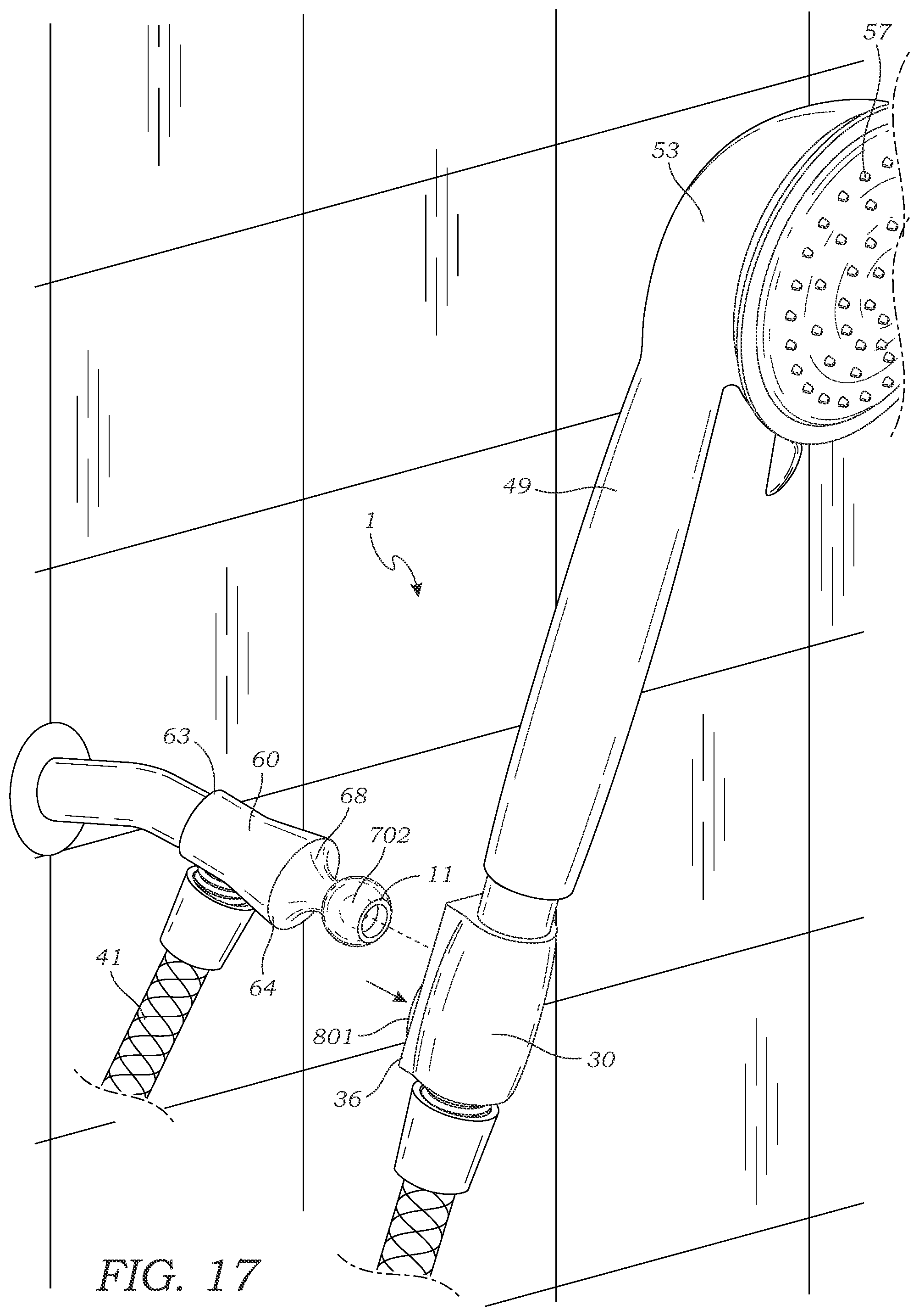 Patent US12496597 Figure 9 – Showerhead with adapter assembly