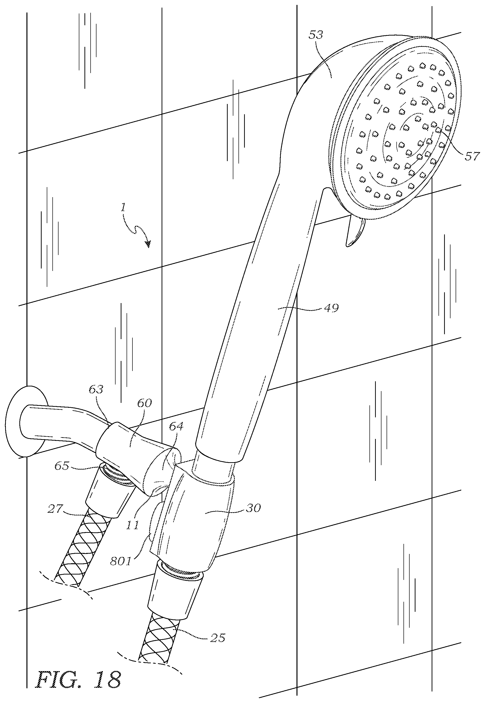 Patent US12496597 Figure 10 – Showerhead with adapter assembly