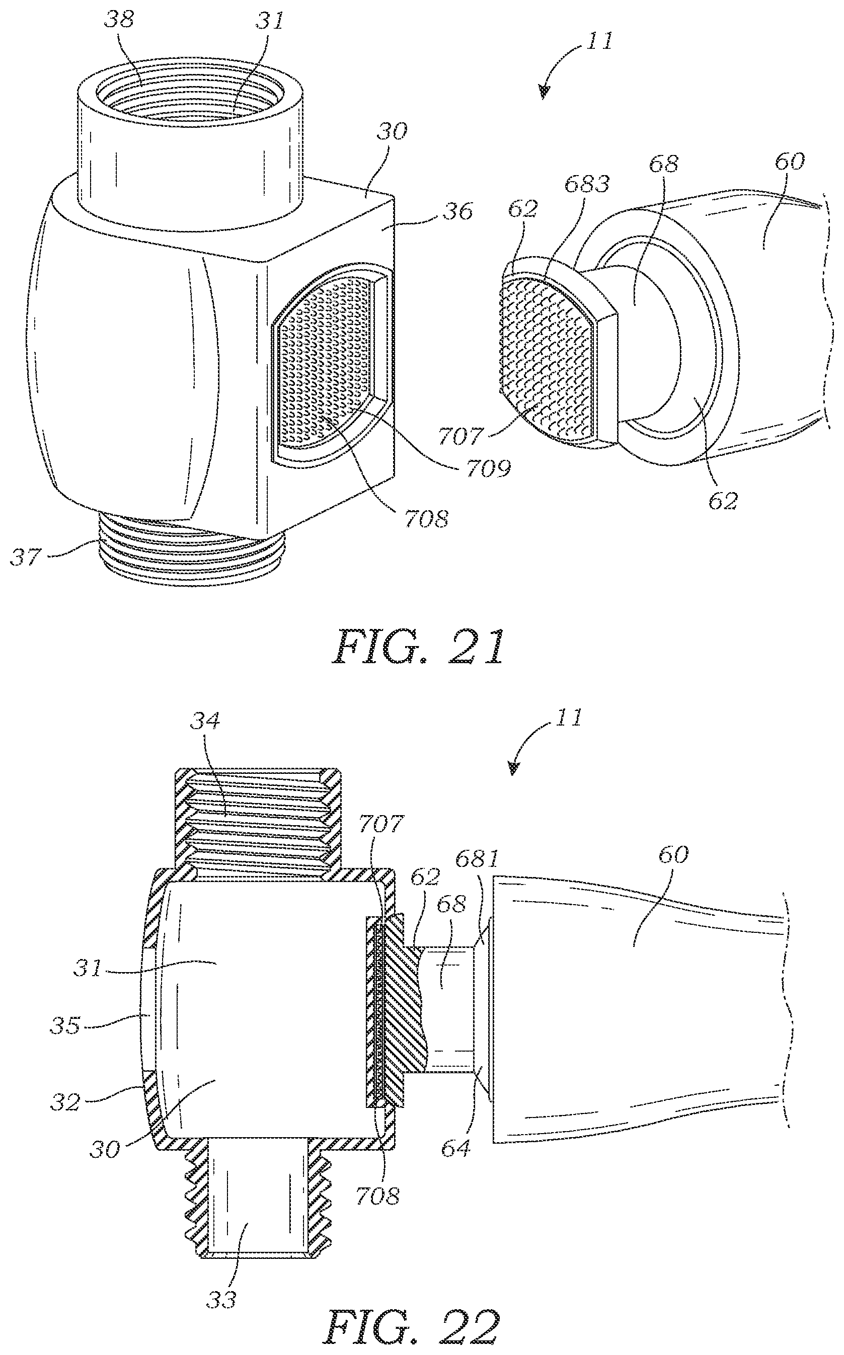 Patent US12496597 Figure 12 – Showerhead with adapter assembly