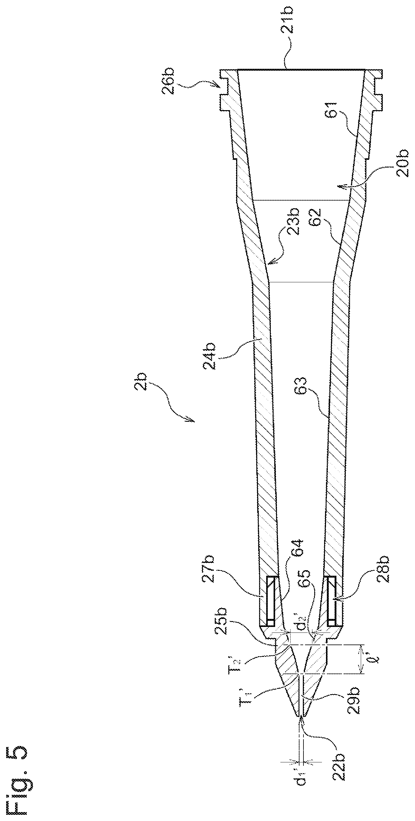 Patent US12496599 Figure 5 – Dispenser and nozzle for discharging mixture of gas and paste material and mechanical foaming device
