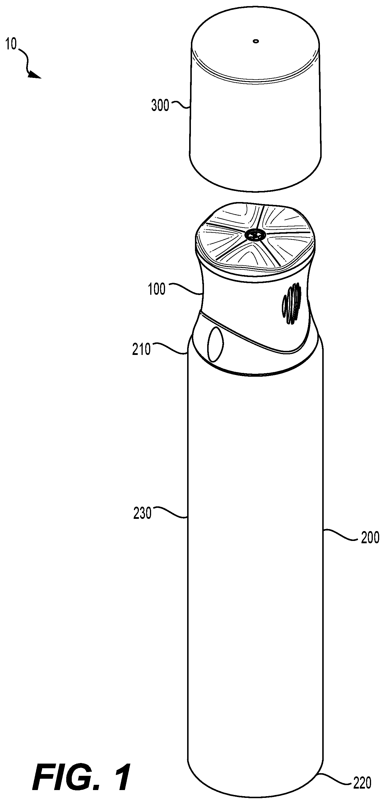 Patent US12496602 Figure 1 – Dosing device with dosing cap
