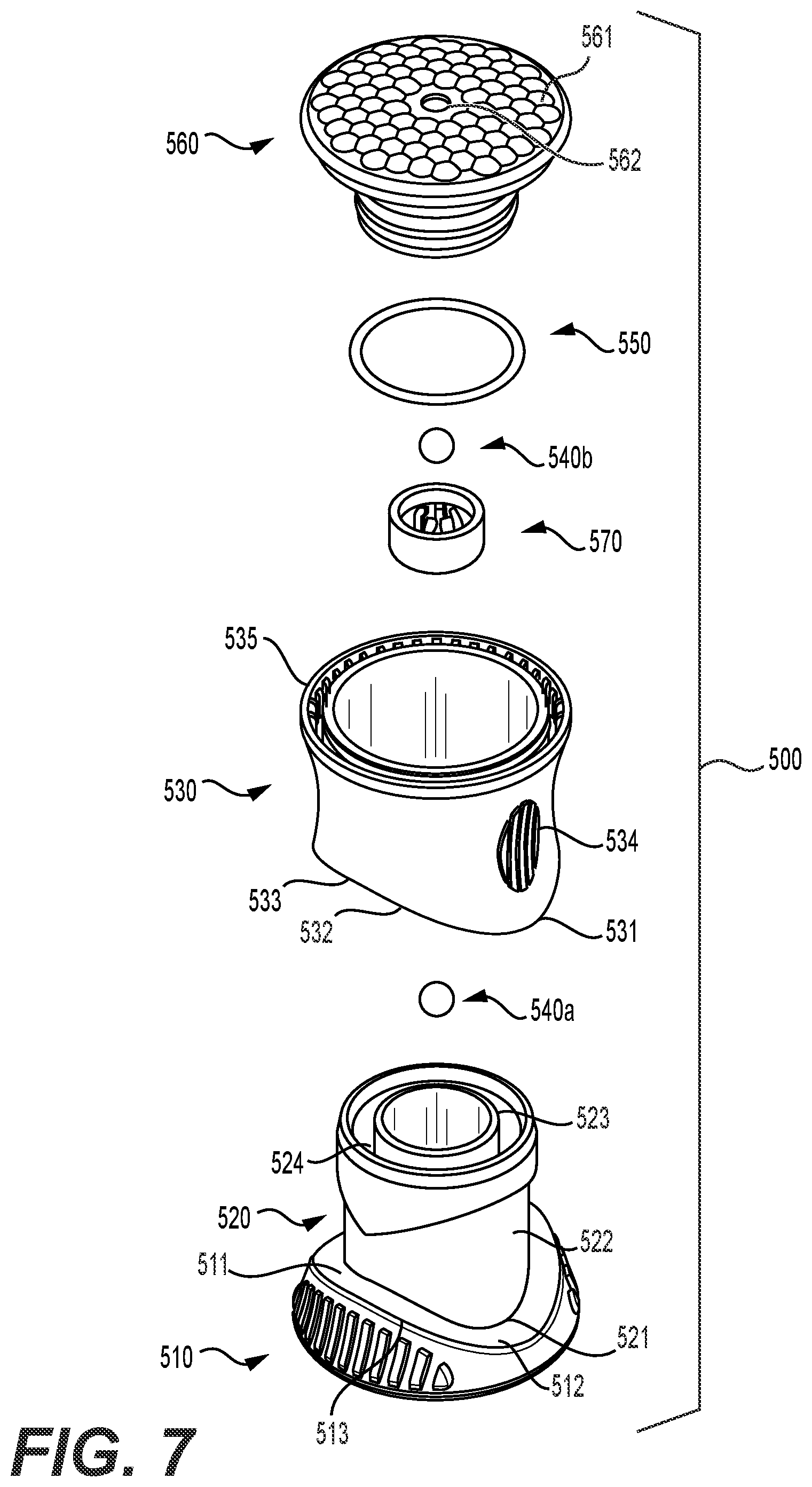 Patent US12496602 Figure 7 – Dosing device with dosing cap