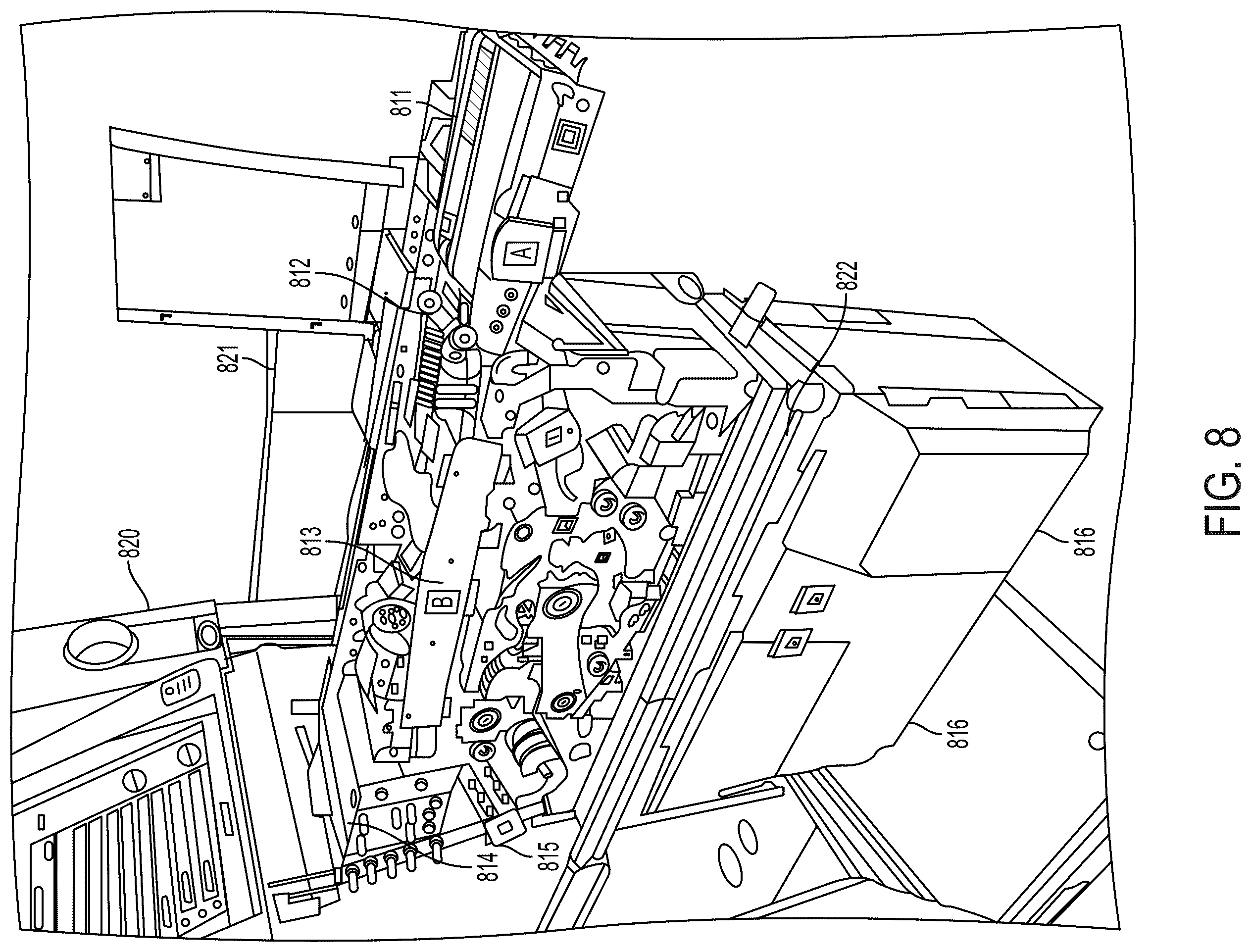 Patent US12496621 Figure 8 – Cleaning card with deformable cleaning elements for media transport device