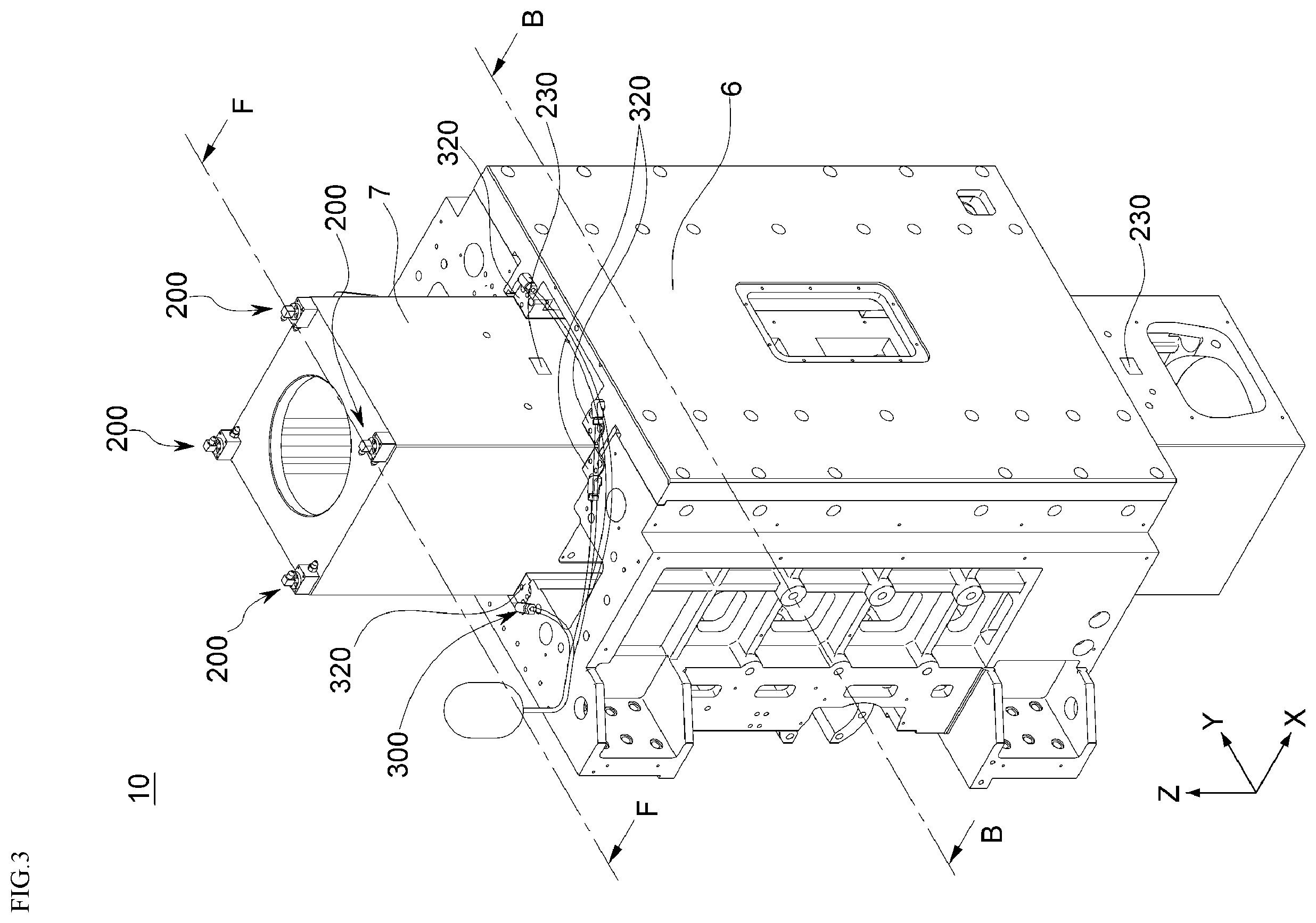 Patent US12496670 Figure 3 – Apparatus for cooling and load-compensating ram spindle and machine tool including same