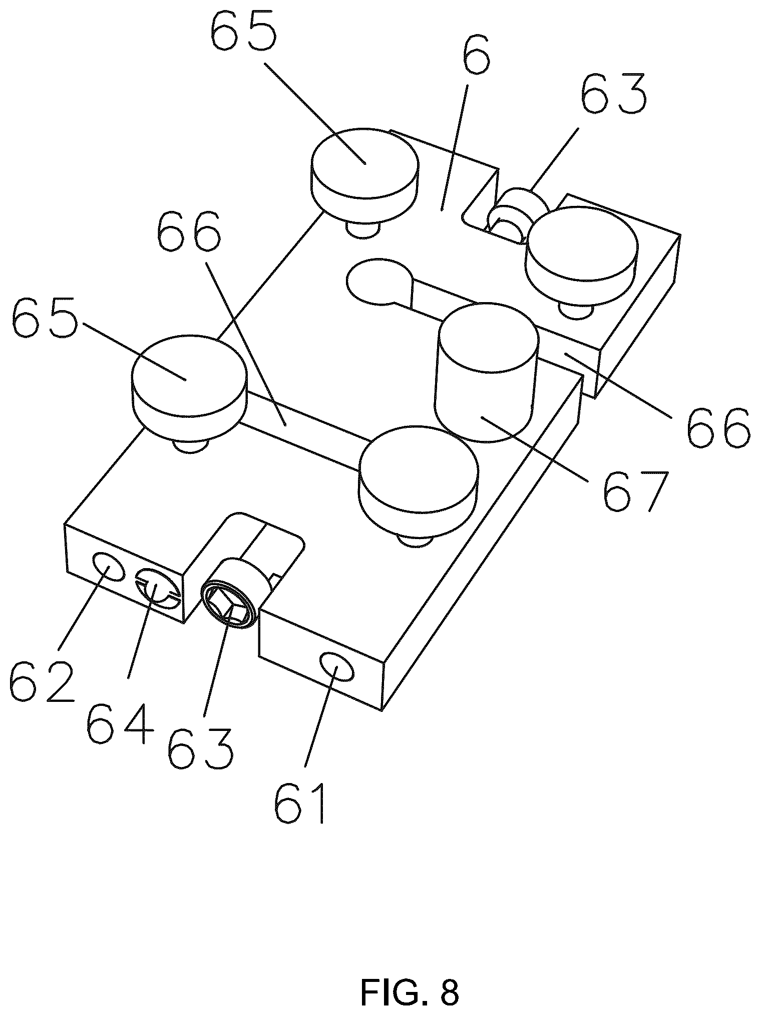 Patent US12496675 Figure 8 – Tool clamping assembly and sharpener