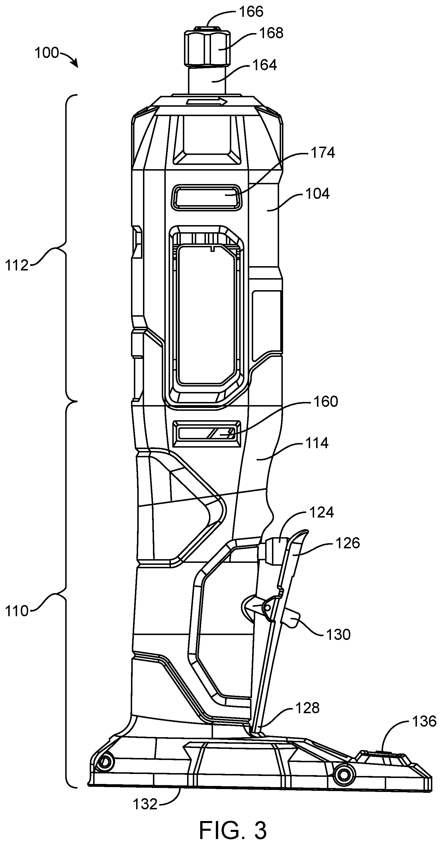 Patent US12496682 Figure 3 – Die grinder with an offset gear transmission