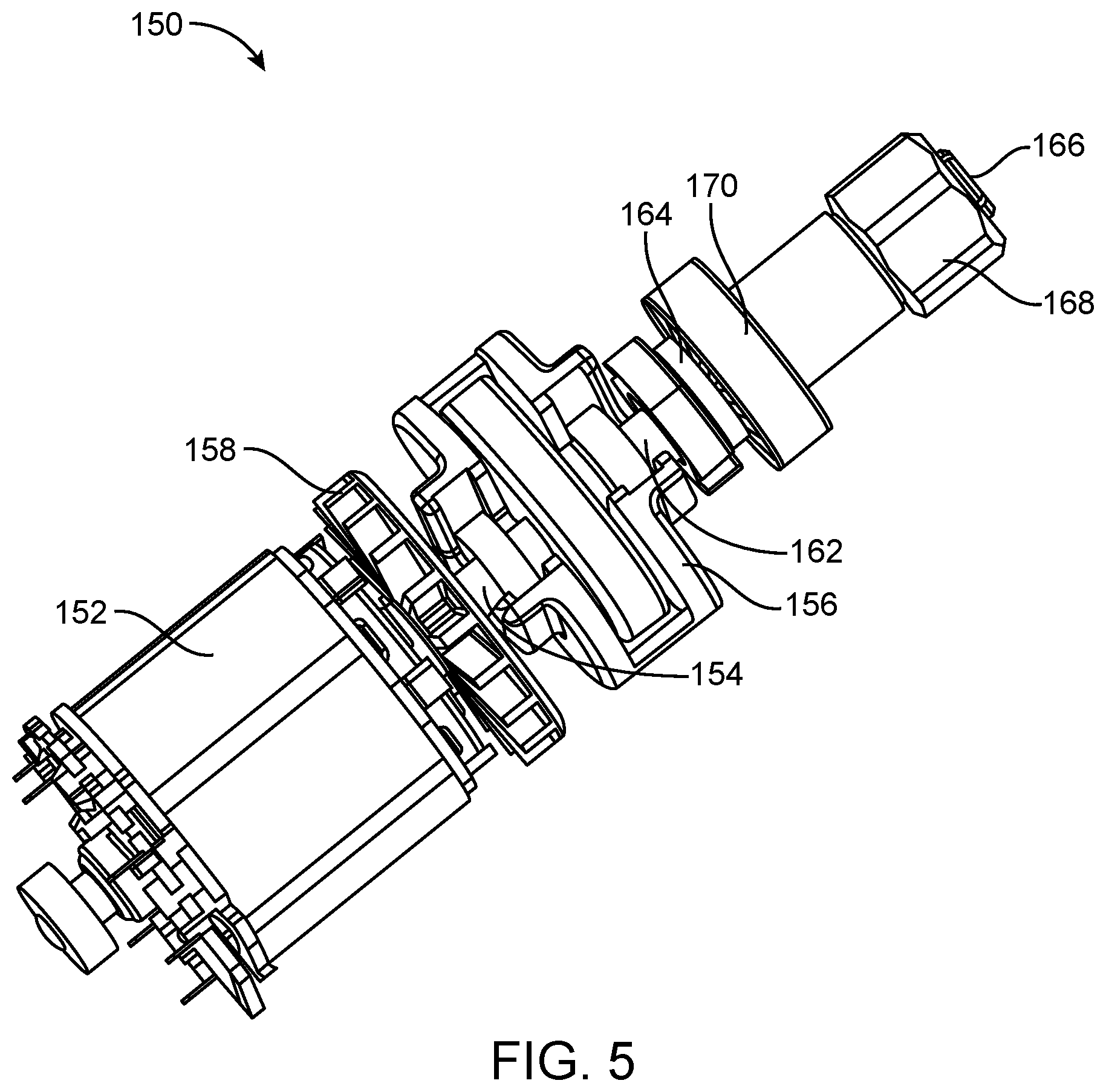 Patent US12496682 Figure 5 – Die grinder with an offset gear transmission