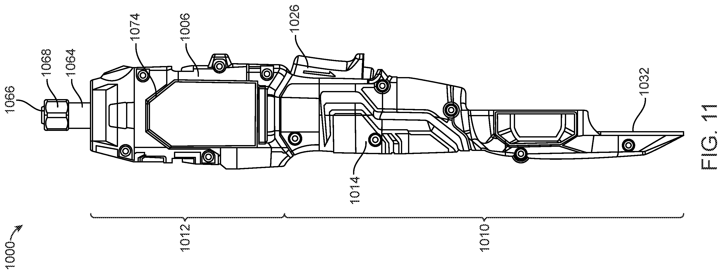 Patent US12496682 Figure 11 – Die grinder with an offset gear transmission
