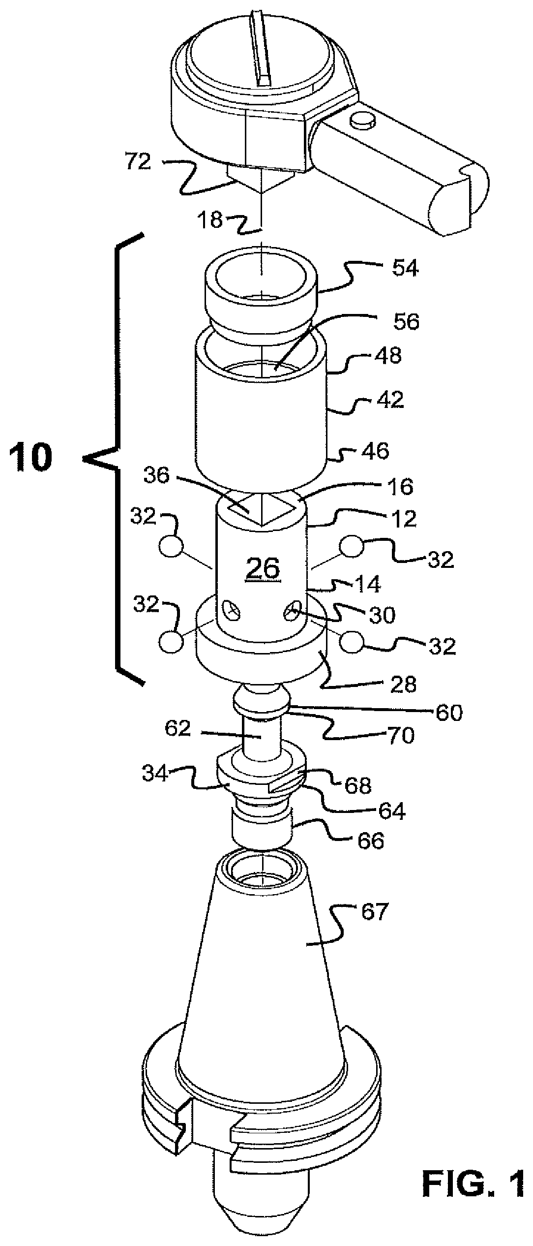 Patent US12496689 Figure 1 – Tool for installation and removal of retention knobs