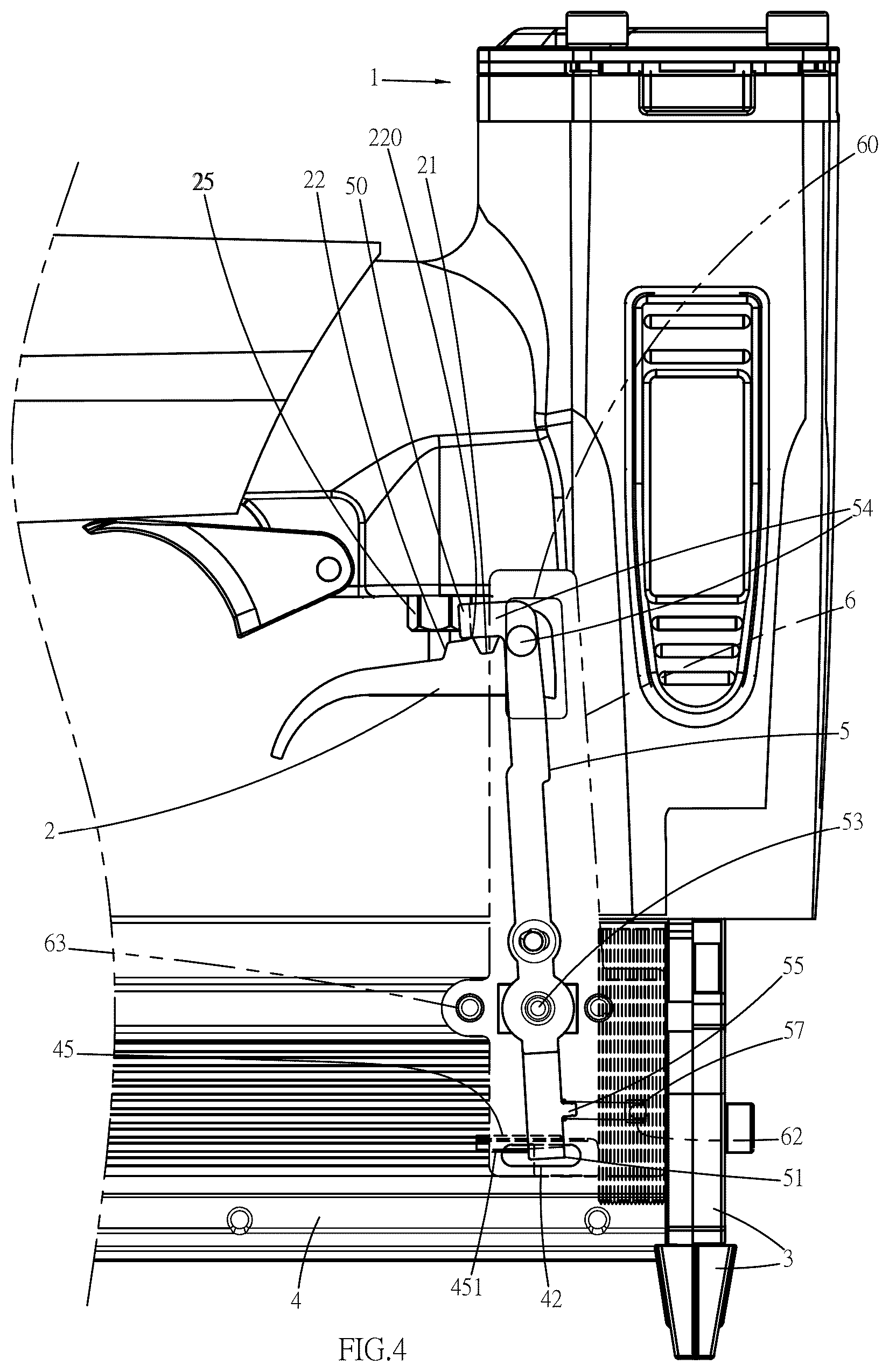Patent US12496692 Figure 4 – Nail gun firing structure