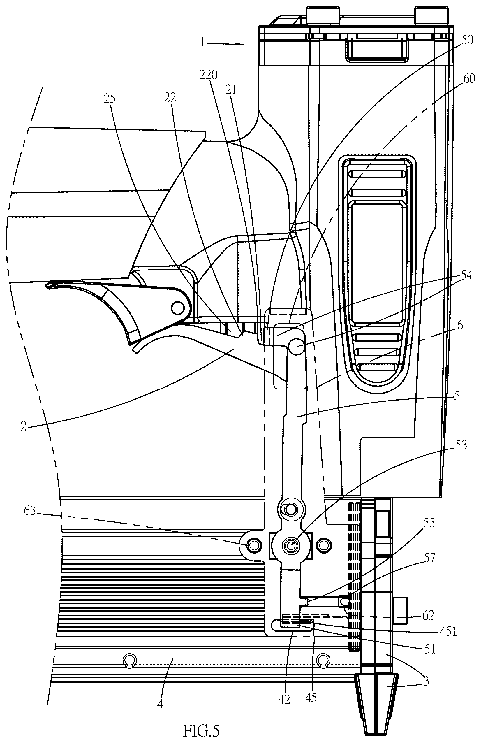 Patent US12496692 Figure 5 – Nail gun firing structure