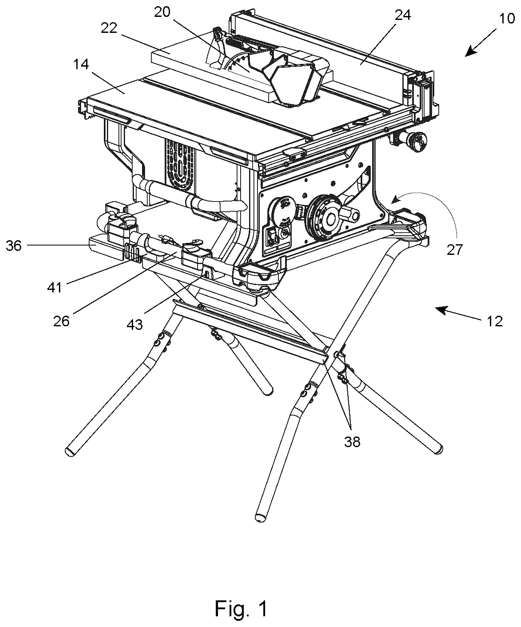 Patent US12496701 — Folding stand with securing mechanism — Figure 1