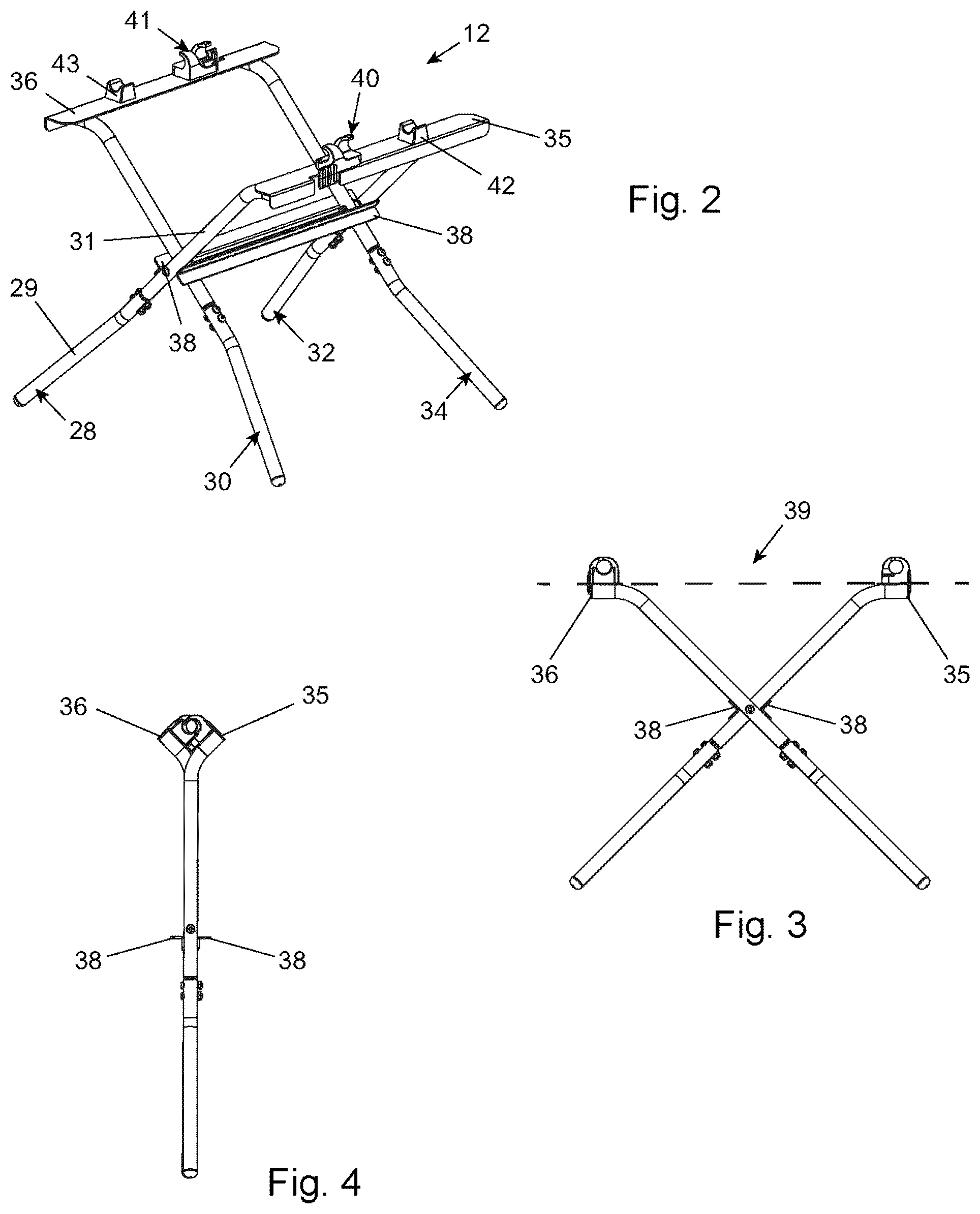 Patent US12496701 Figure 2 – Folding stand with securing mechanism