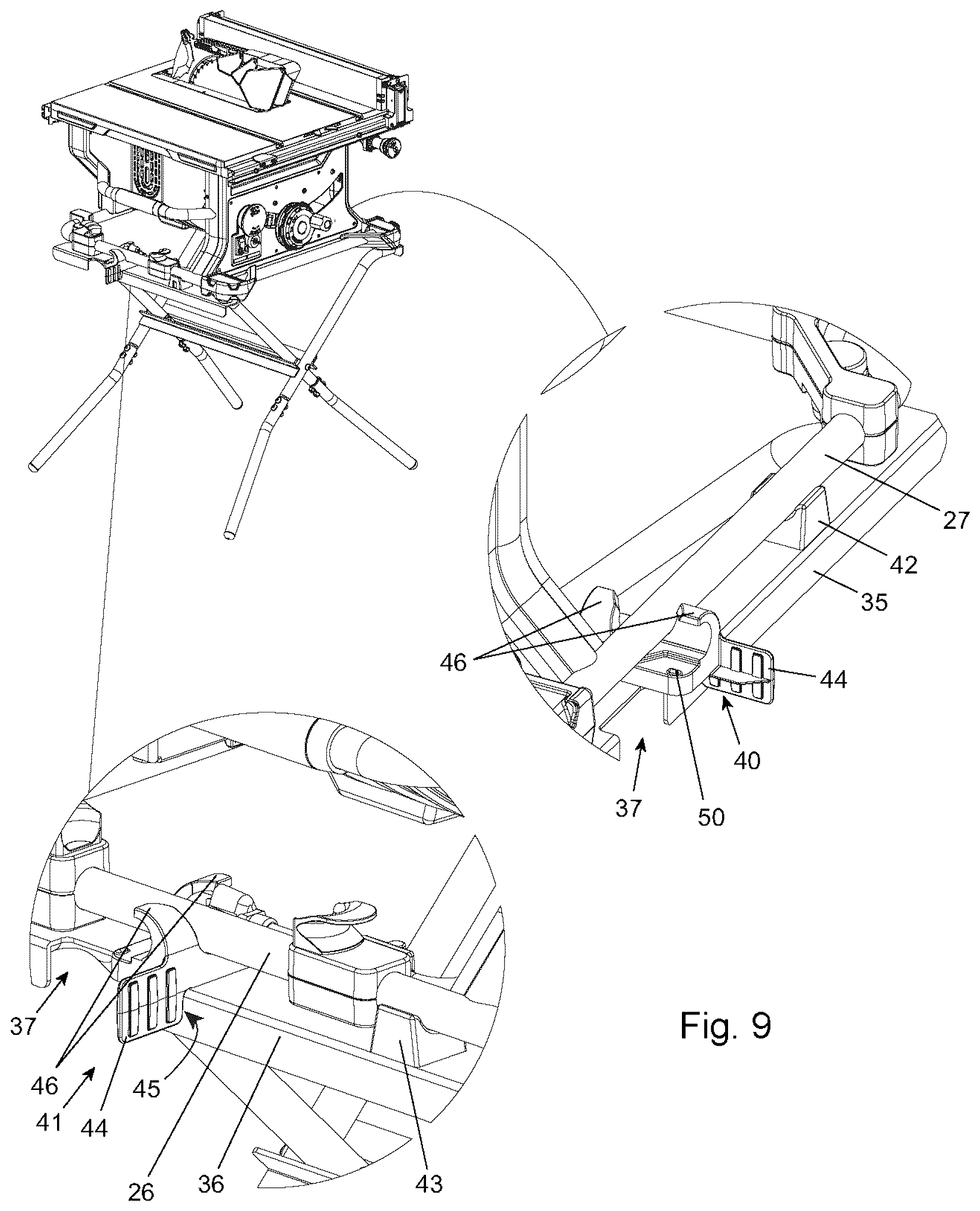Patent US12496701 Figure 4 – Folding stand with securing mechanism