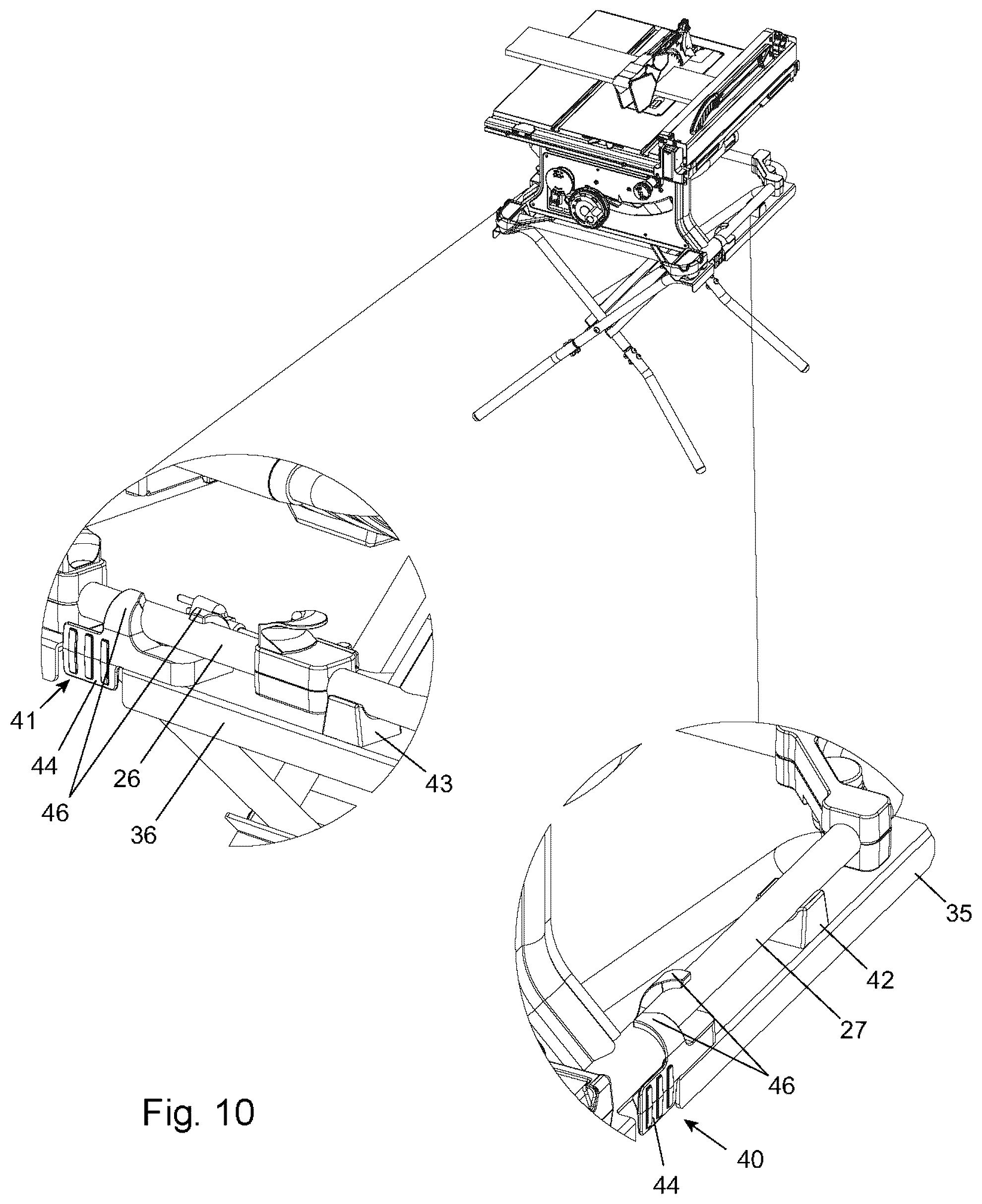 Patent US12496701 Figure 5 – Folding stand with securing mechanism