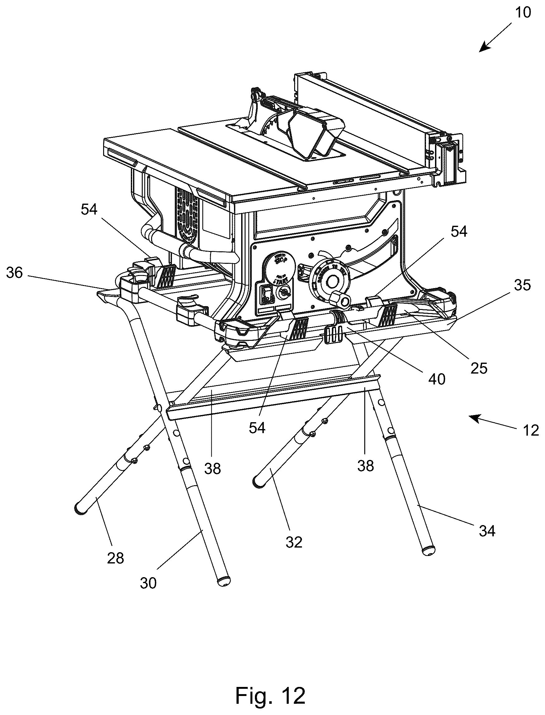Patent US12496701 Figure 7 – Folding stand with securing mechanism