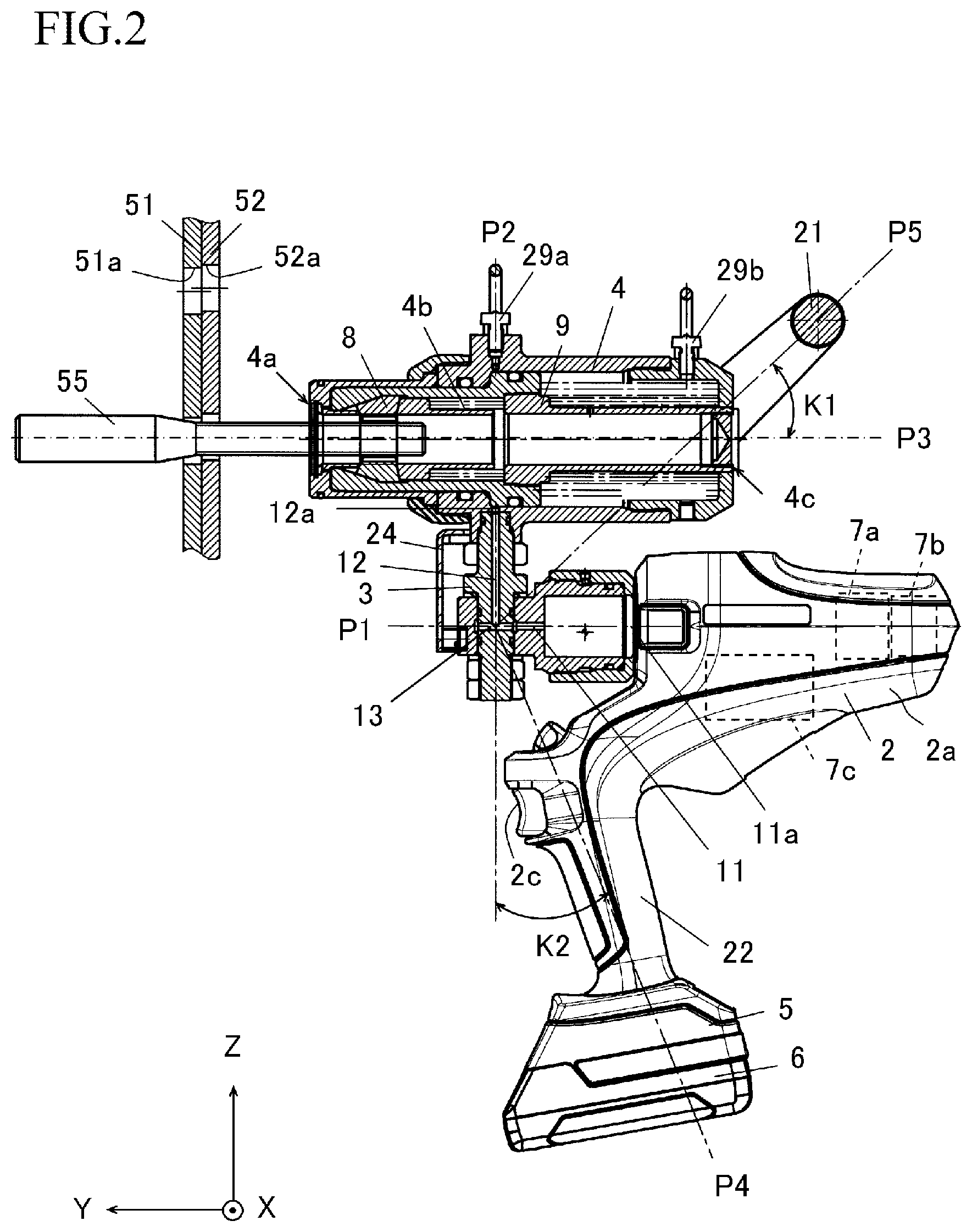 Patent US12496703 Figure 2 – Electric tool
