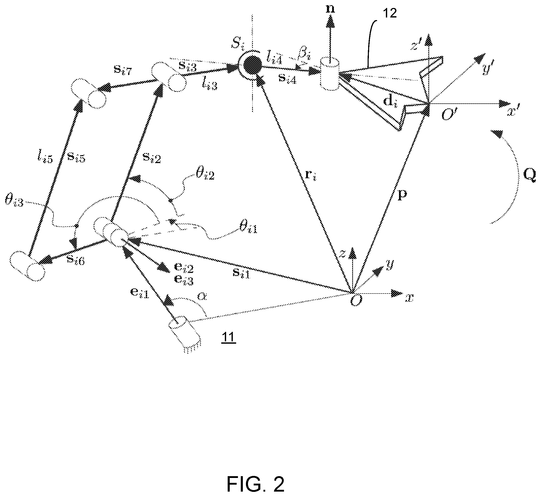 Patent US12496705 Figure 2 – Parallel mechanism with kinematically redundant actuation