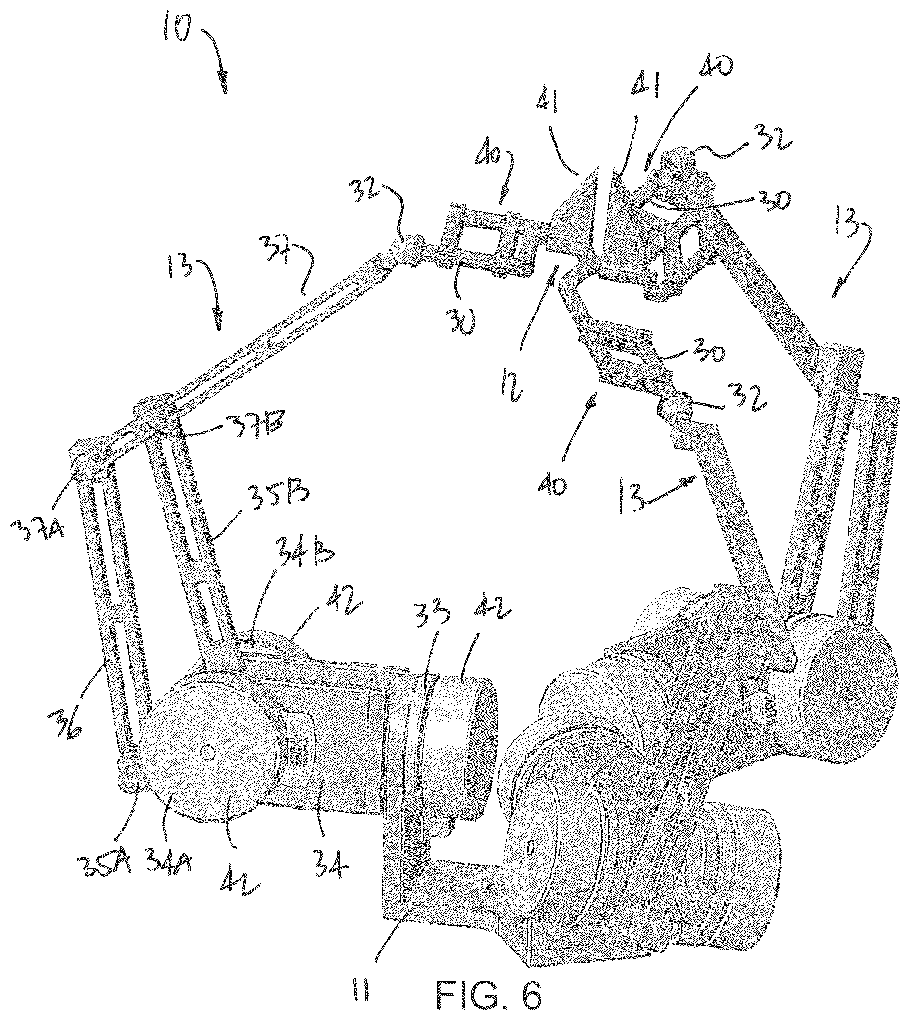 Patent US12496705 Figure 6 – Parallel mechanism with kinematically redundant actuation