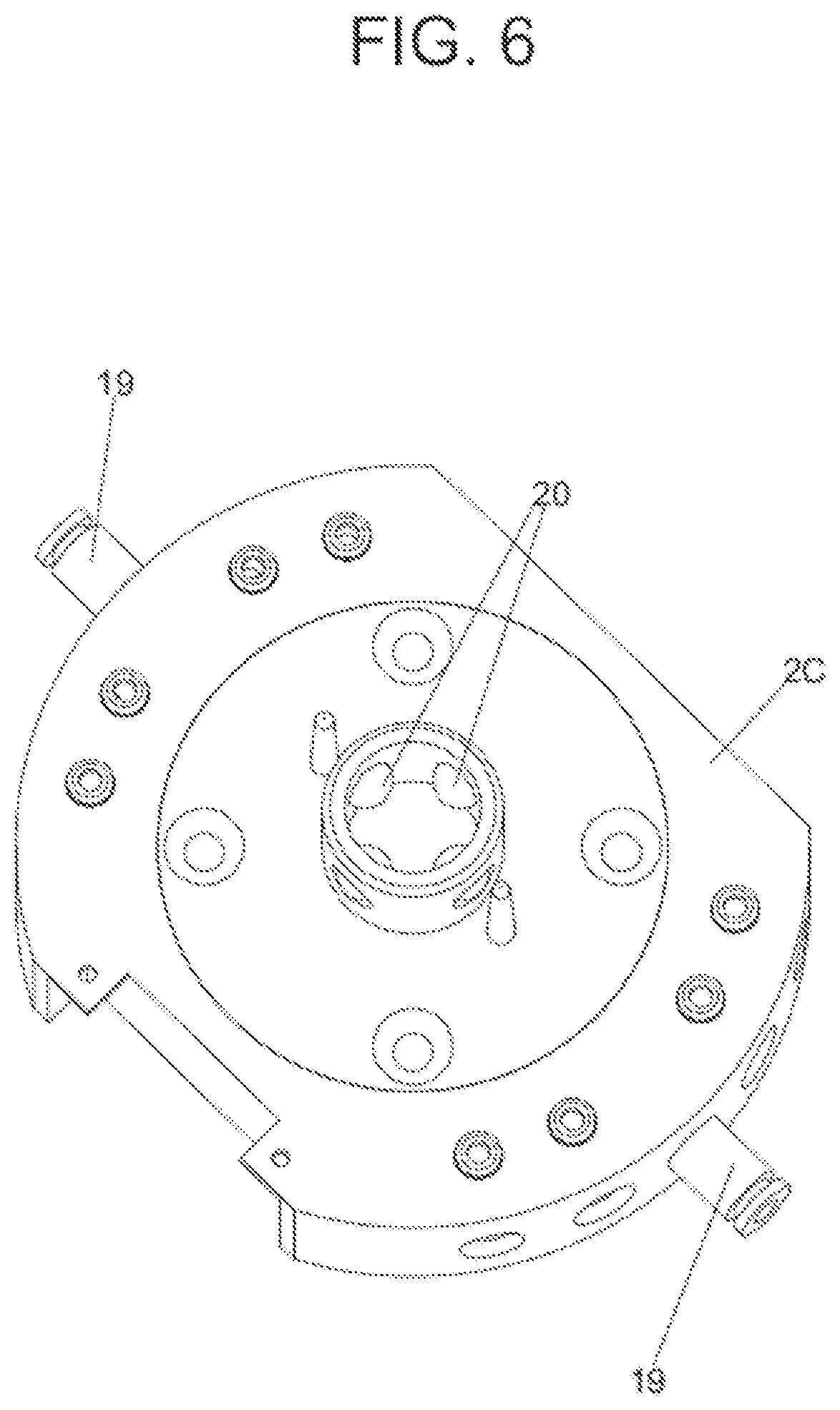 Patent US12496729 Figure 6 – Device for handling products in individual or grouped containers based on movement by elastic pressure in the top of the containers