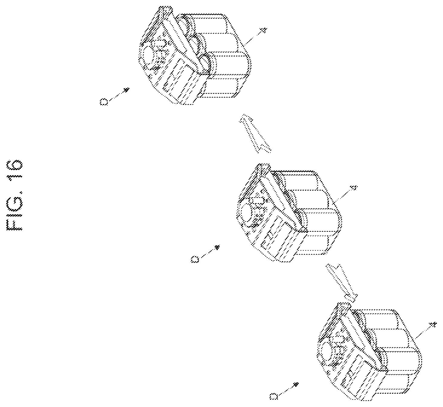 Patent US12496729 Figure 17 – Device for handling products in individual or grouped containers based on movement by elastic pressure in the top of the containers