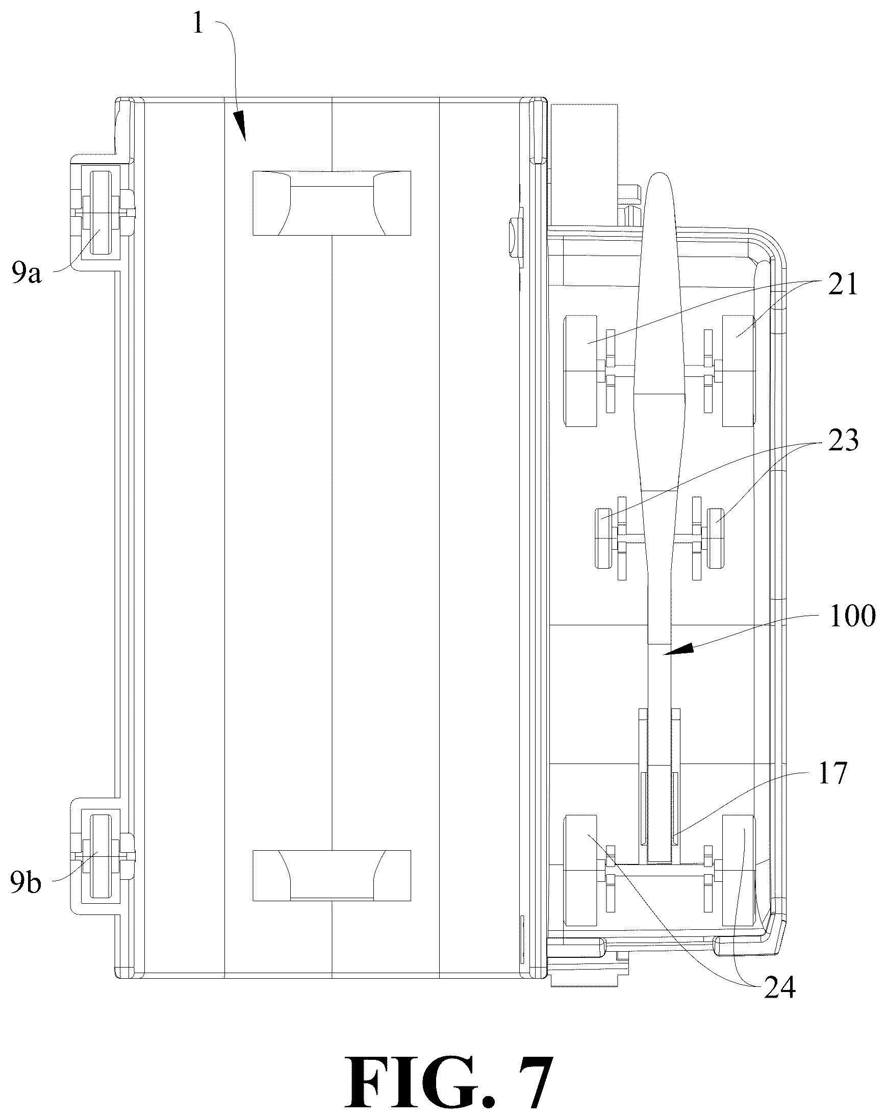 Patent US12496738 Figure 7 – Integrated paper and adhesive tape cutting device