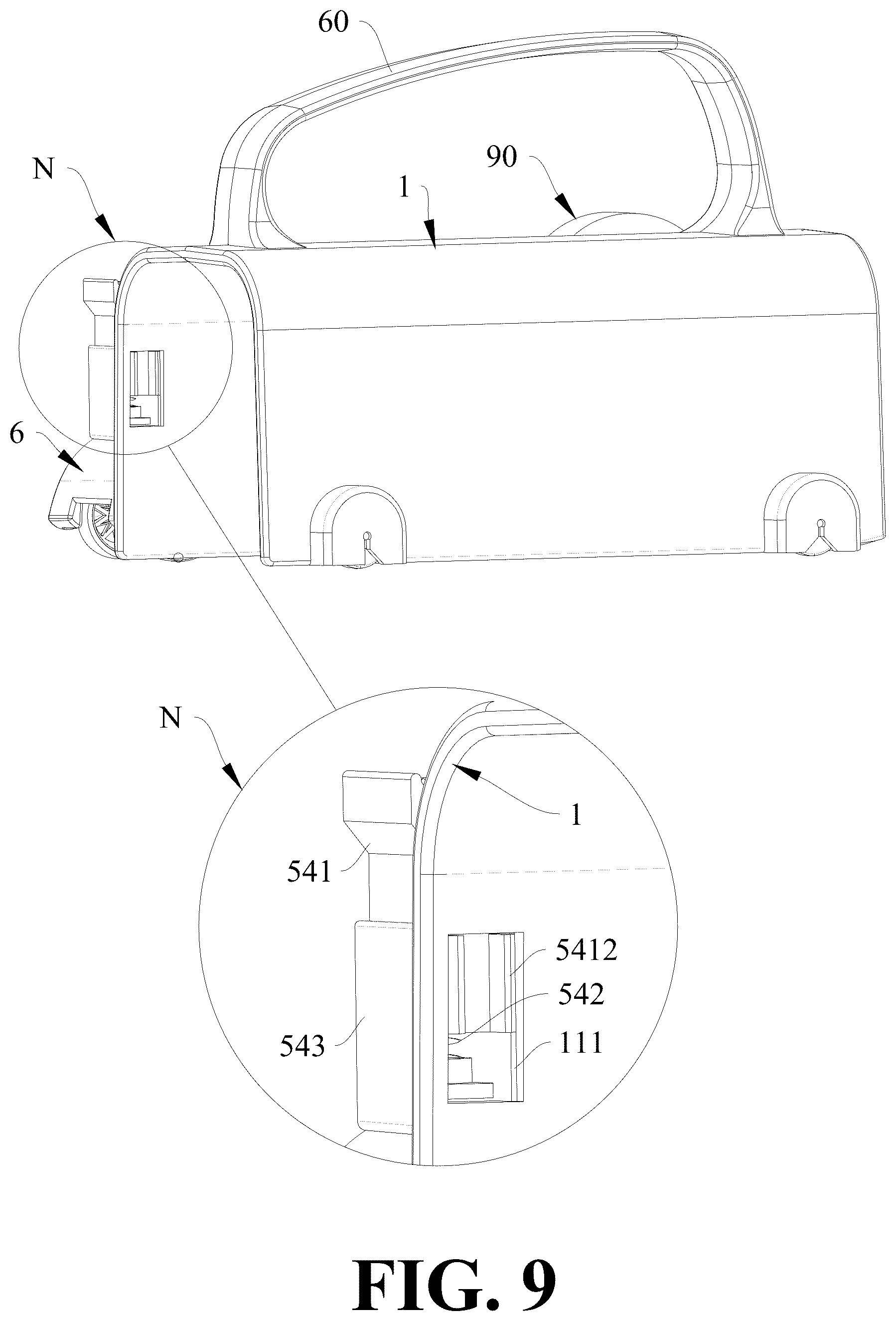 Patent US12496738 Figure 9 – Integrated paper and adhesive tape cutting device