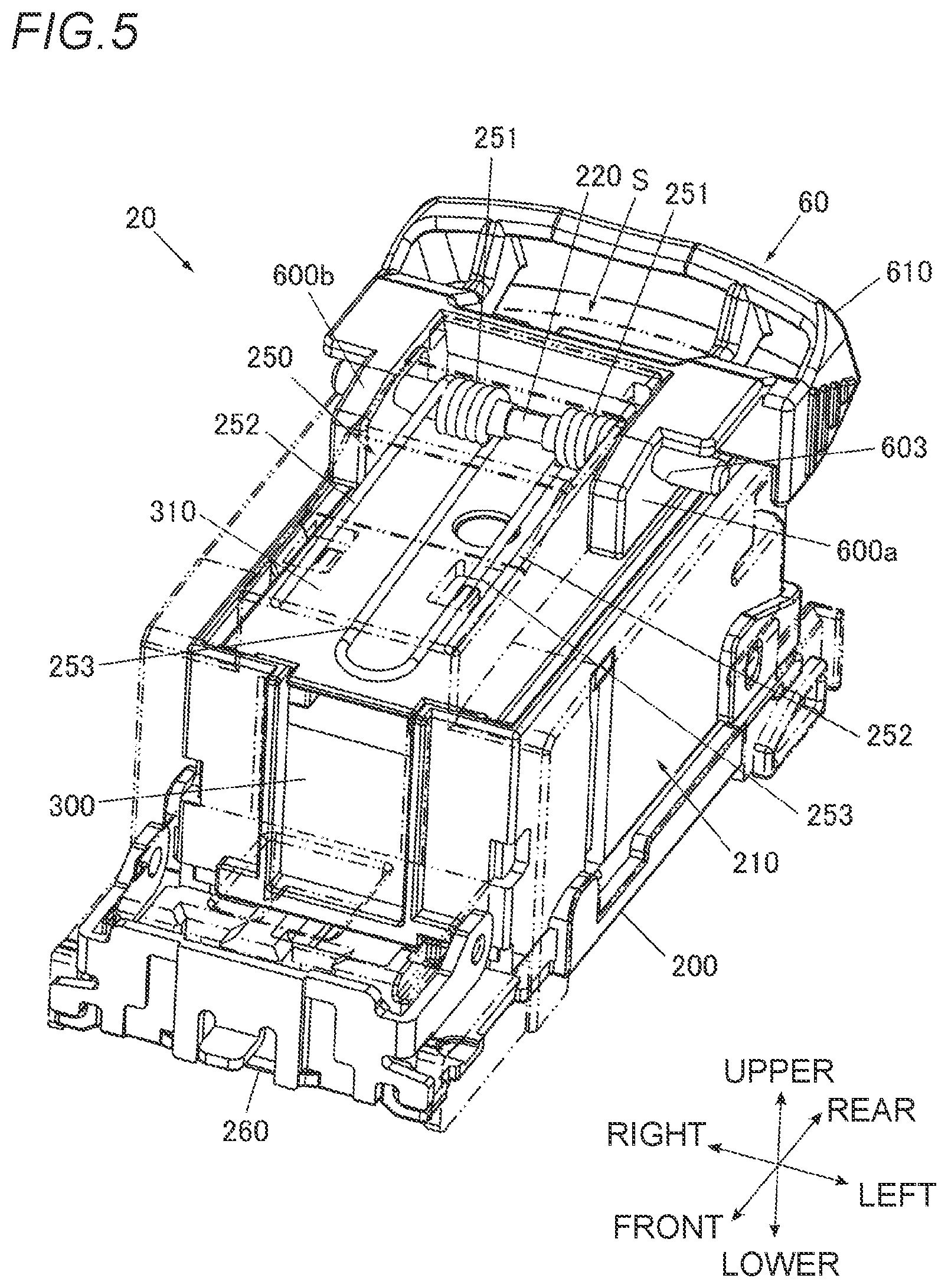 Patent US12496743 Figure 5 – Cartridge and stapler