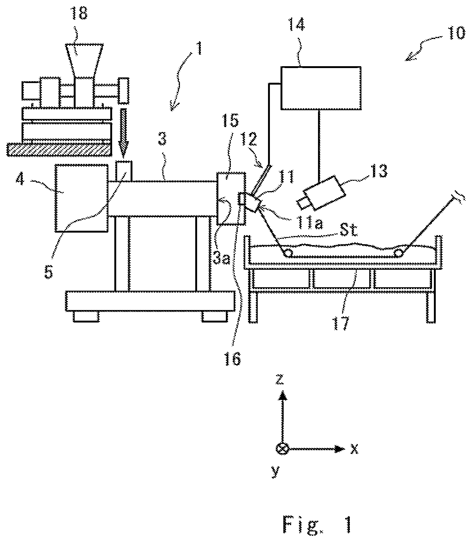 Patent US12496746 Figure 1 – Strand manufacturing apparatus and pellet manufacturing apparatus