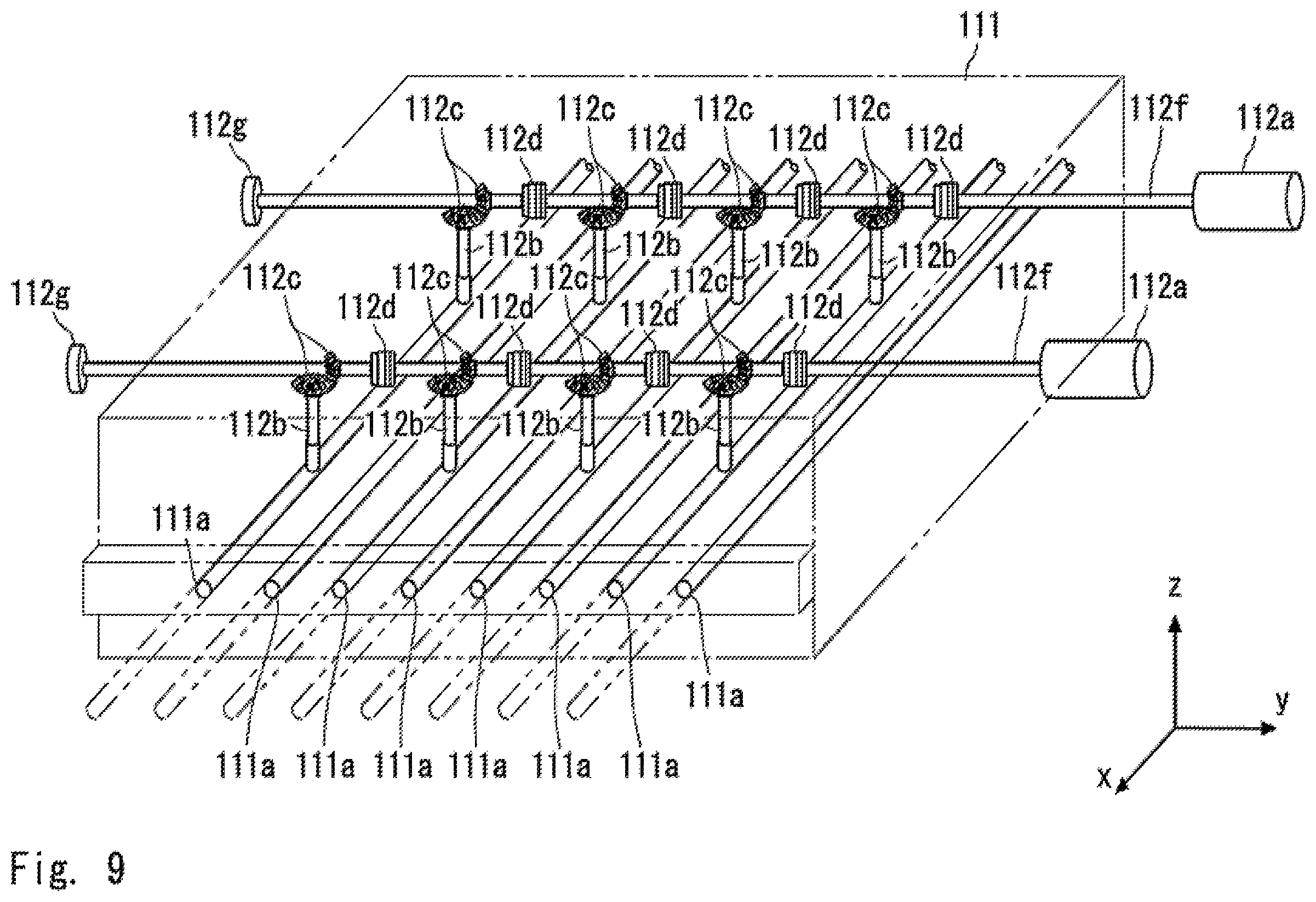 Patent US12496746 Figure 9 – Strand manufacturing apparatus and pellet manufacturing apparatus