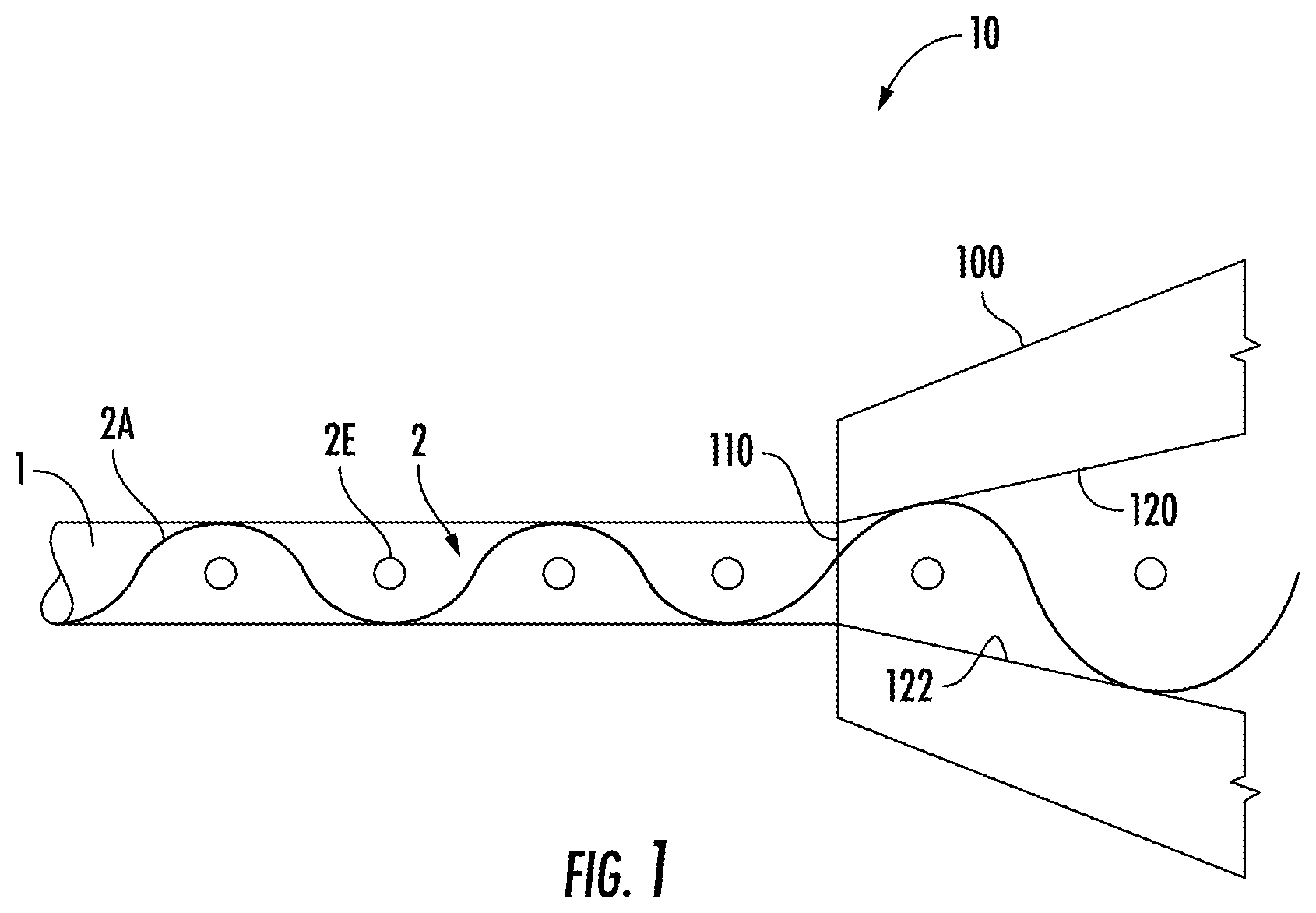 Patent US12496768 Figure 1 – Elastic additive manufactured parts having embedded woven layer for improved wear resistance, durability and electrical conductivity
