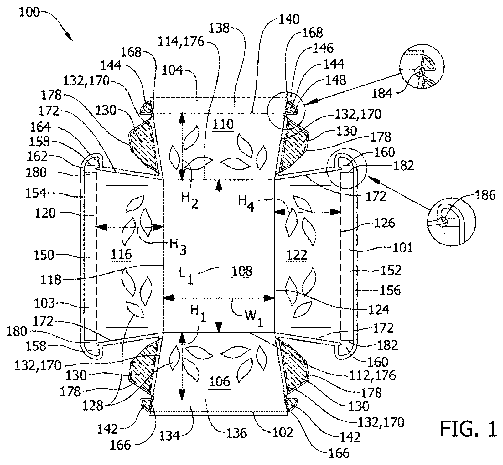 Patent US12496796 Figure 1 – Methods and machine for forming containers having top flange with glued corners