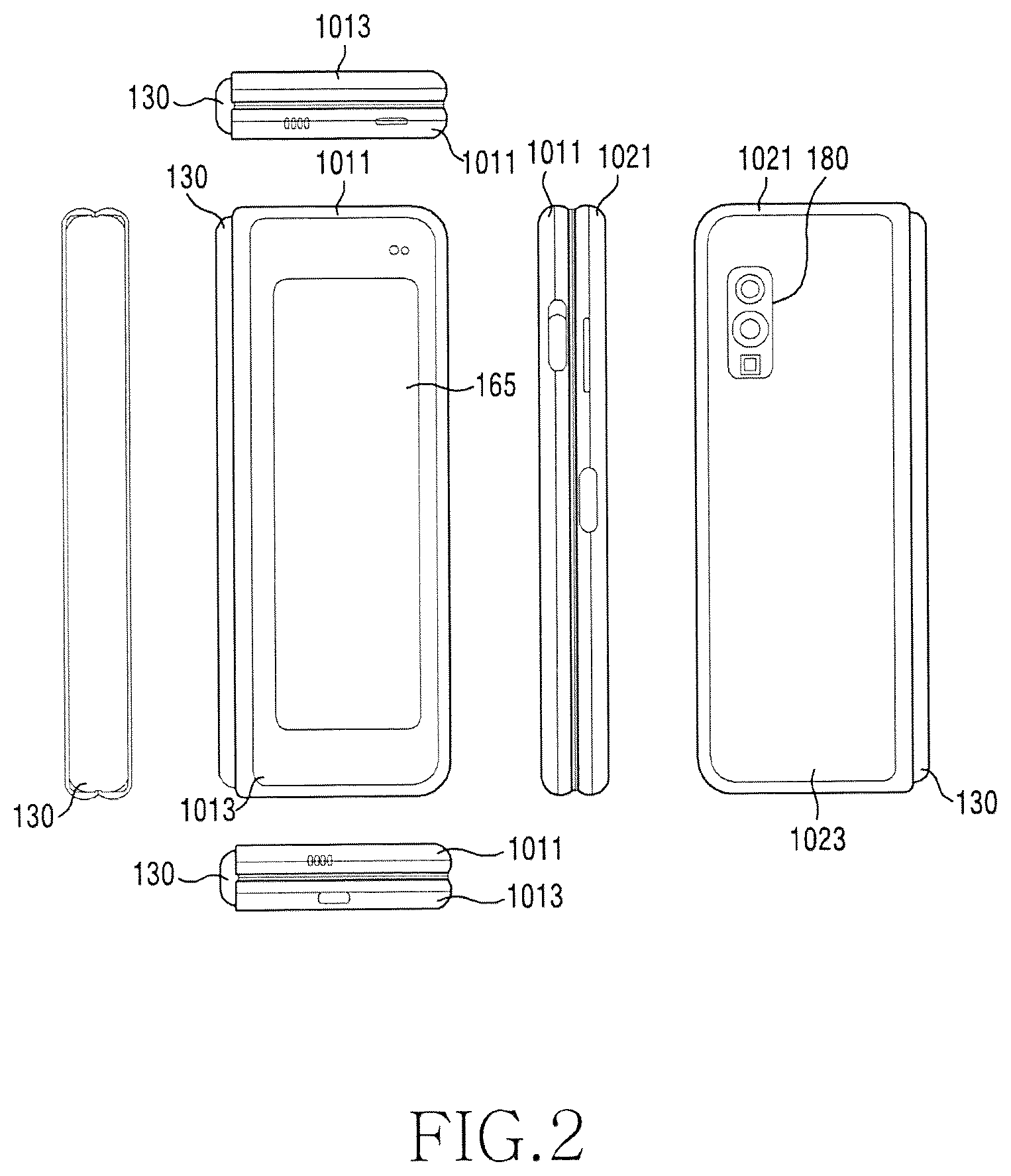 Patent US12496799 Figure 2 – Electronic device including foldable display