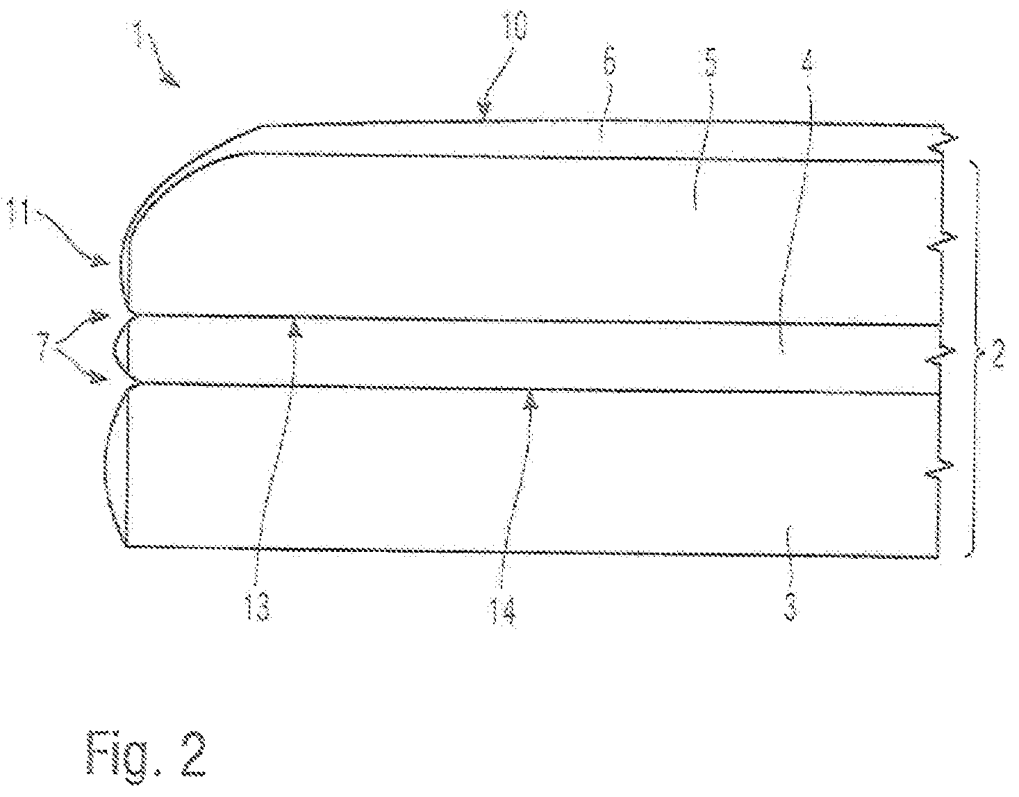 Patent US12496812 Figure 2 – Visible part having a layer structure for an operating part or a decorative trim with better protection as a result of a protective paint coating