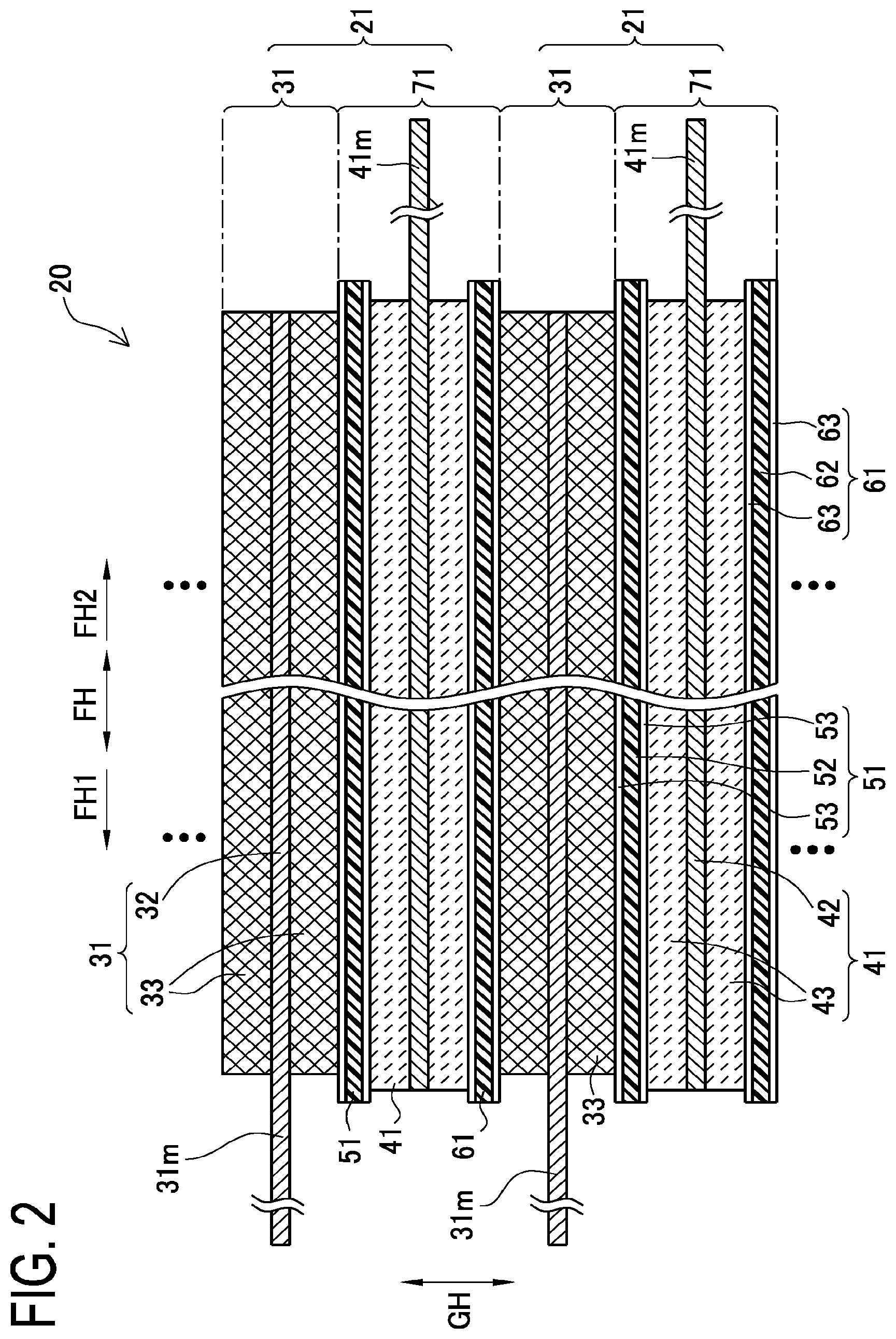 Patent US12496816 Figure 2 – Laminated body pressing apparatus, pressed strip-shaped laminated body manufacturing method, laminated electrode body manufacturing method, and battery manufacturing method