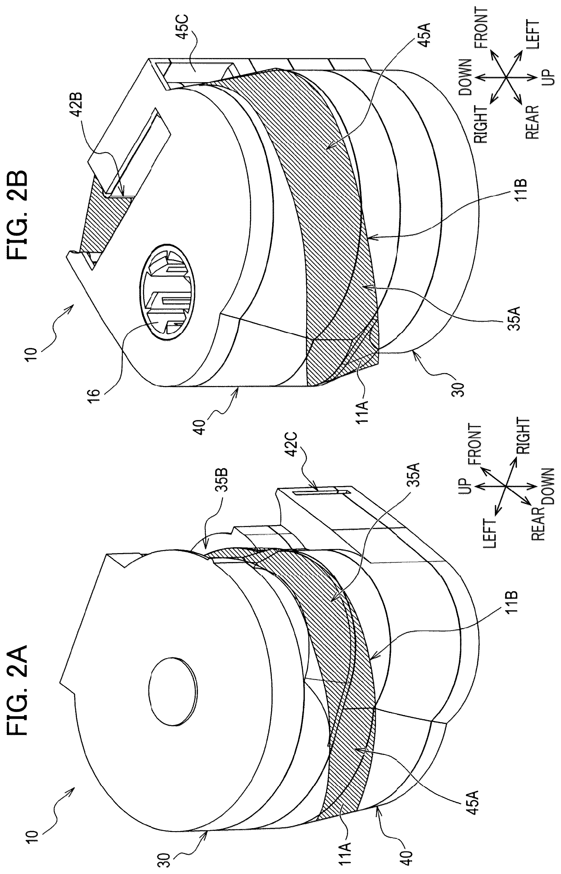 Patent US12496844 Figure 2 – Auxiliary tape cassette provided with case having guide surface around which printing tape is wrapped to form spiral portion