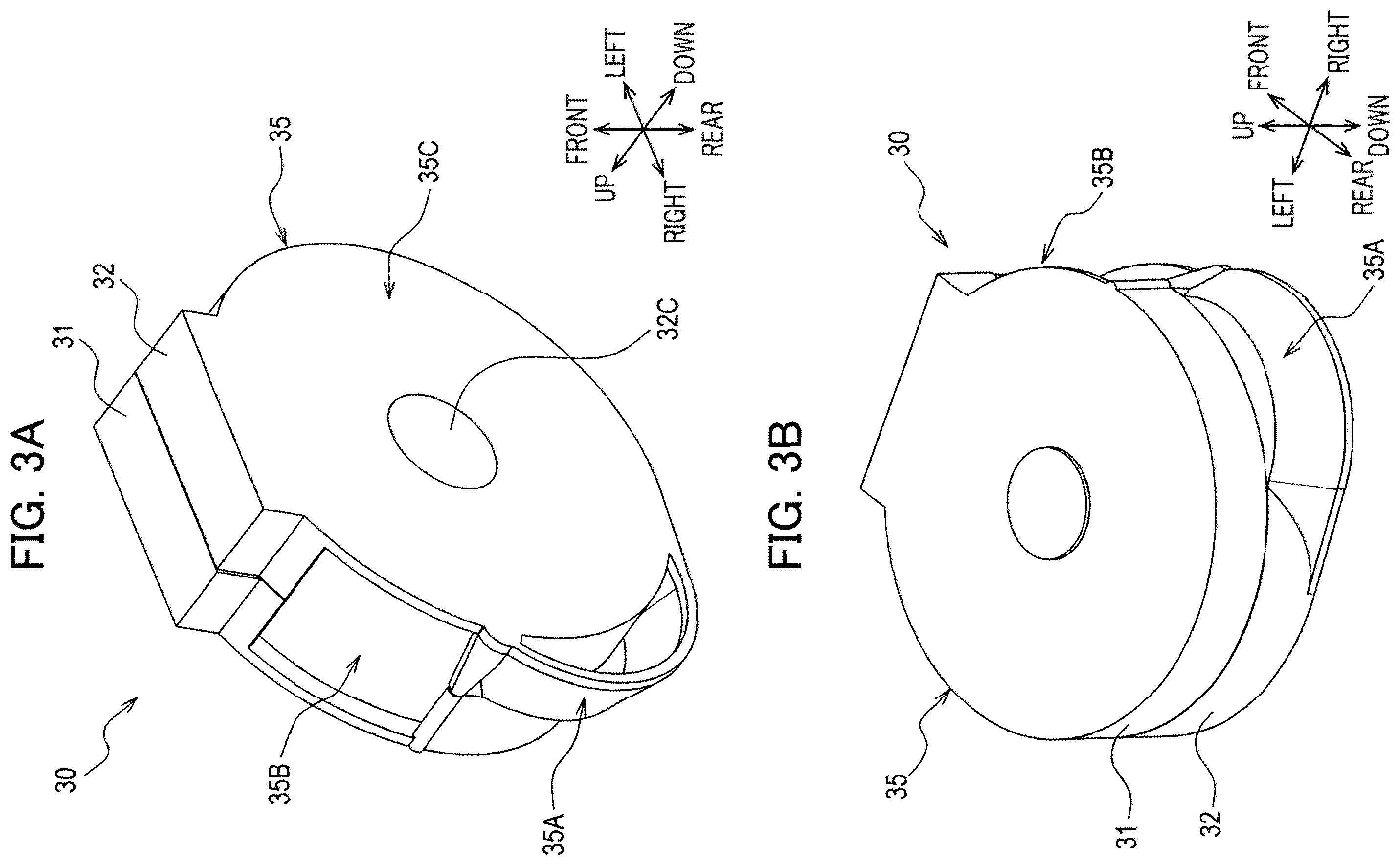Patent US12496844 Figure 3 – Auxiliary tape cassette provided with case having guide surface around which printing tape is wrapped to form spiral portion
