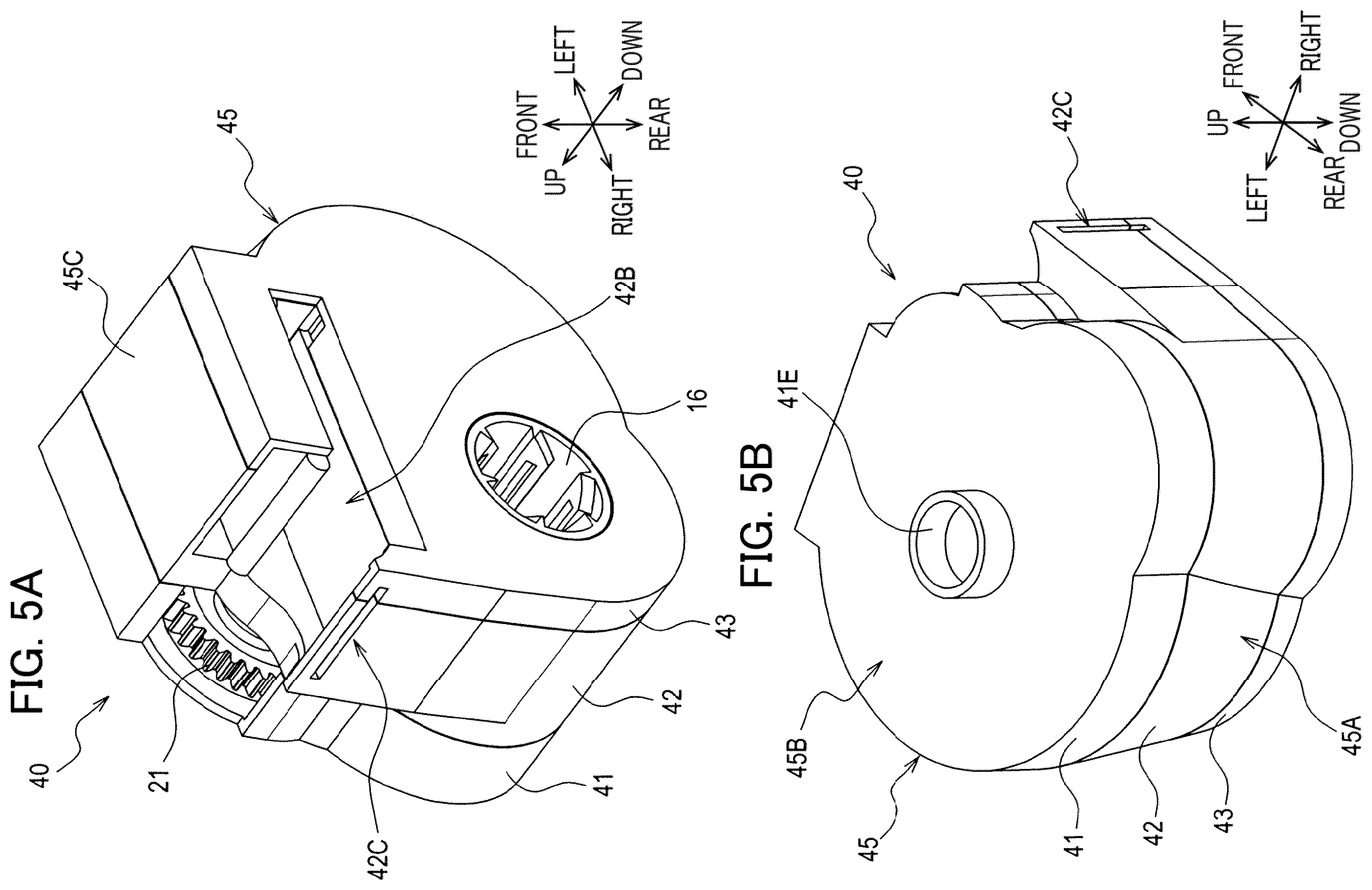 Patent US12496844 Figure 5 – Auxiliary tape cassette provided with case having guide surface around which printing tape is wrapped to form spiral portion