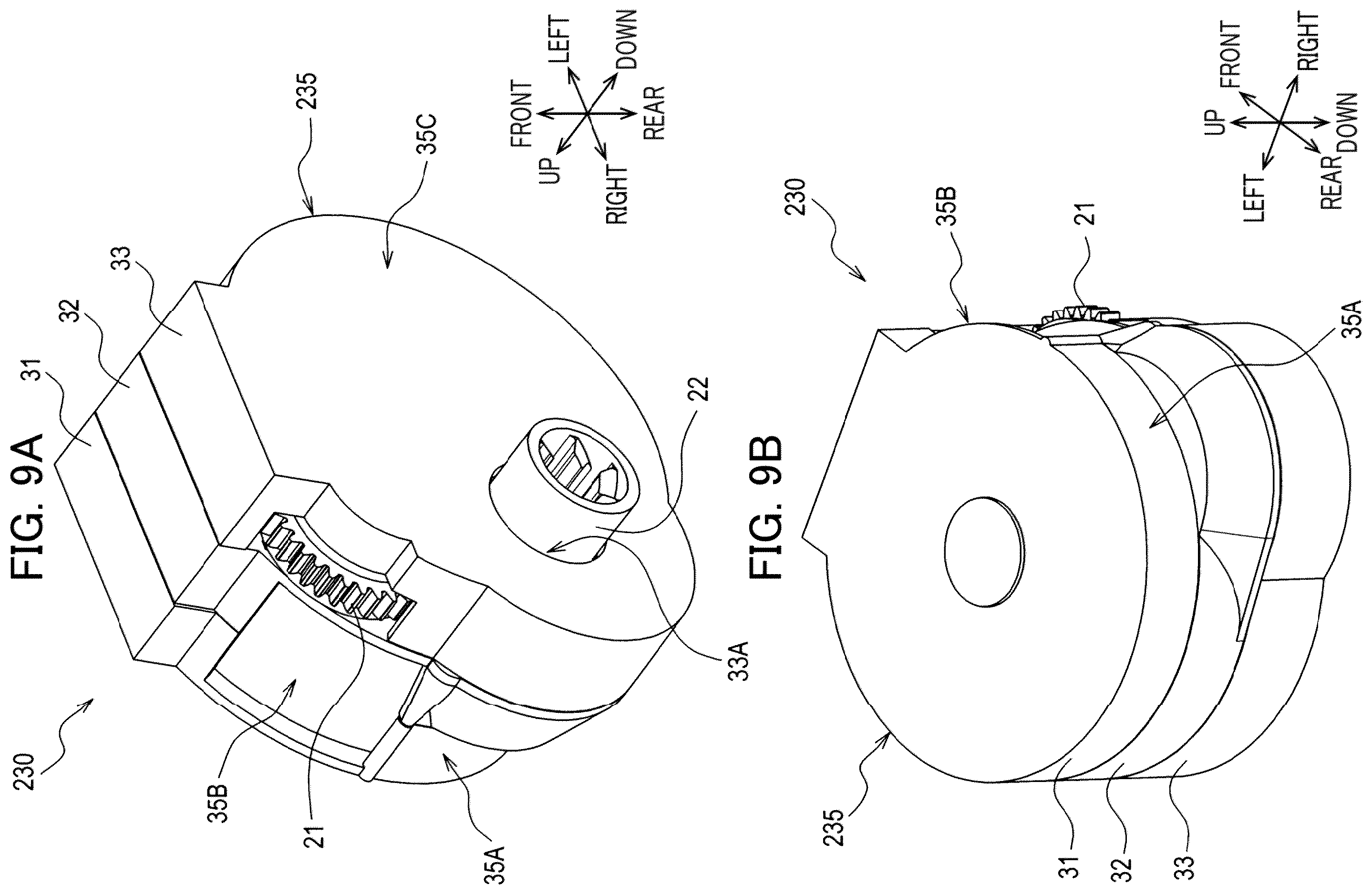 Patent US12496844 Figure 9 – Auxiliary tape cassette provided with case having guide surface around which printing tape is wrapped to form spiral portion