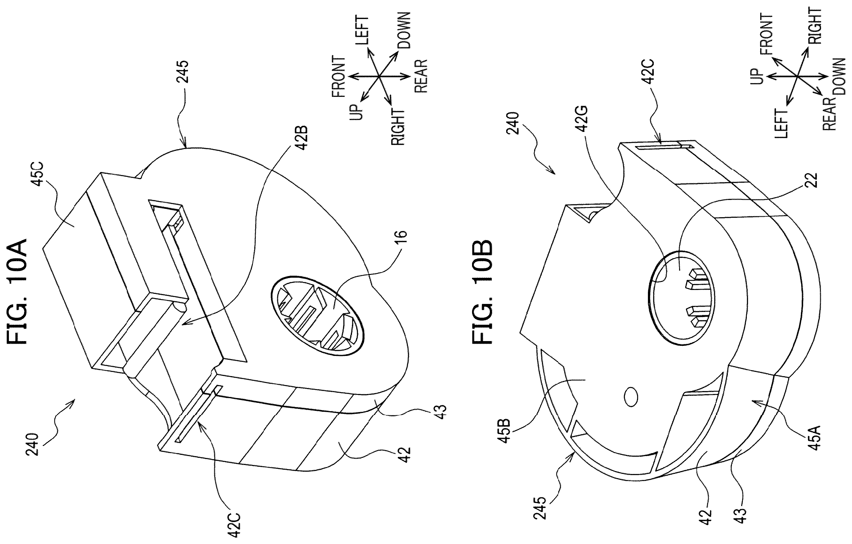 Patent US12496844 Figure 10 – Auxiliary tape cassette provided with case having guide surface around which printing tape is wrapped to form spiral portion