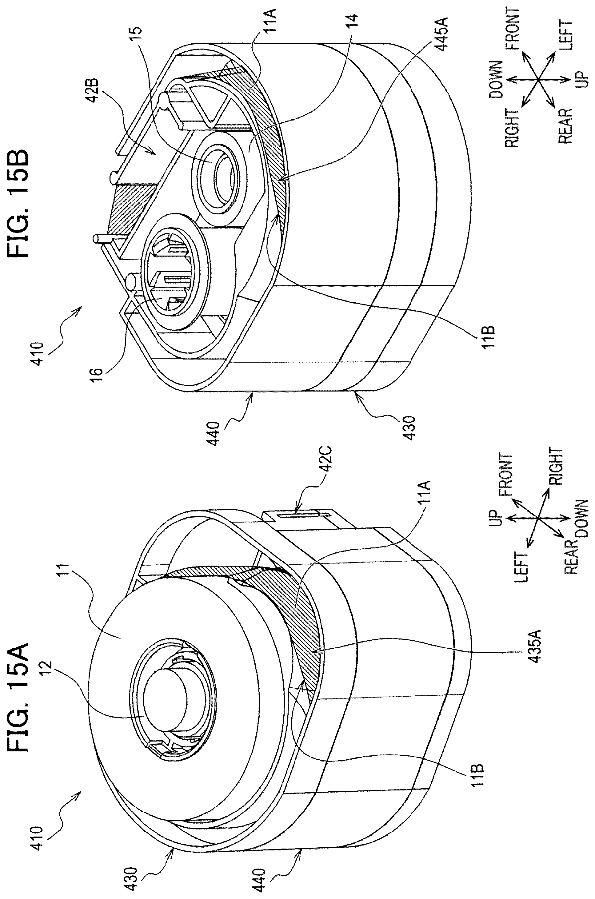 Patent US12496844 Figure 15 – Auxiliary tape cassette provided with case having guide surface around which printing tape is wrapped to form spiral portion