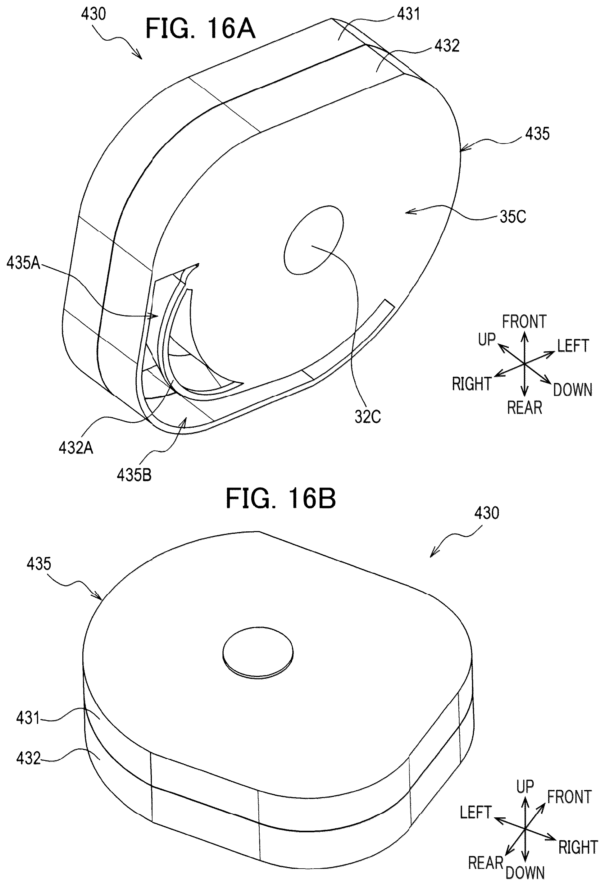 Patent US12496844 Figure 16 – Auxiliary tape cassette provided with case having guide surface around which printing tape is wrapped to form spiral portion