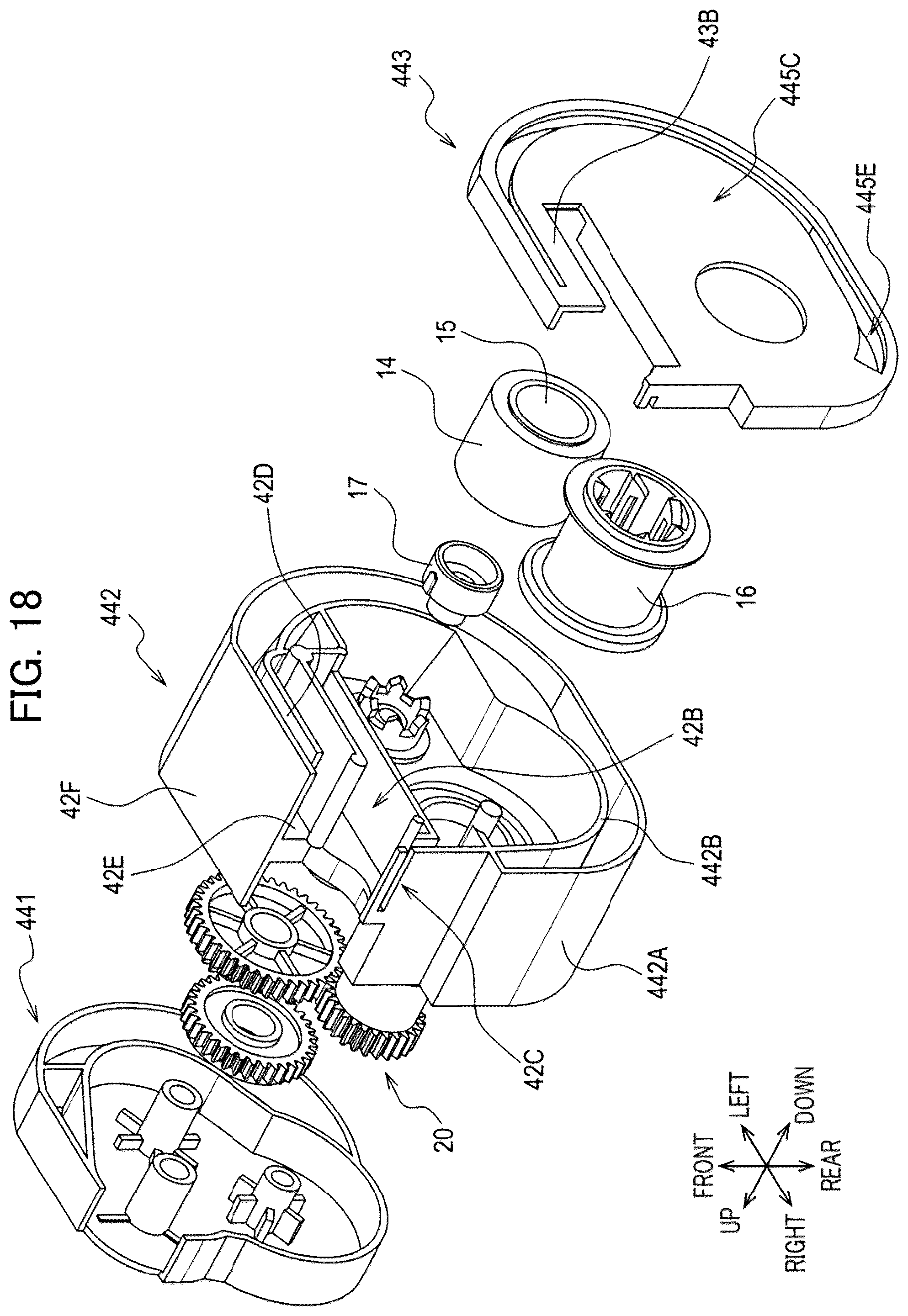 Patent US12496844 Figure 18 – Auxiliary tape cassette provided with case having guide surface around which printing tape is wrapped to form spiral portion