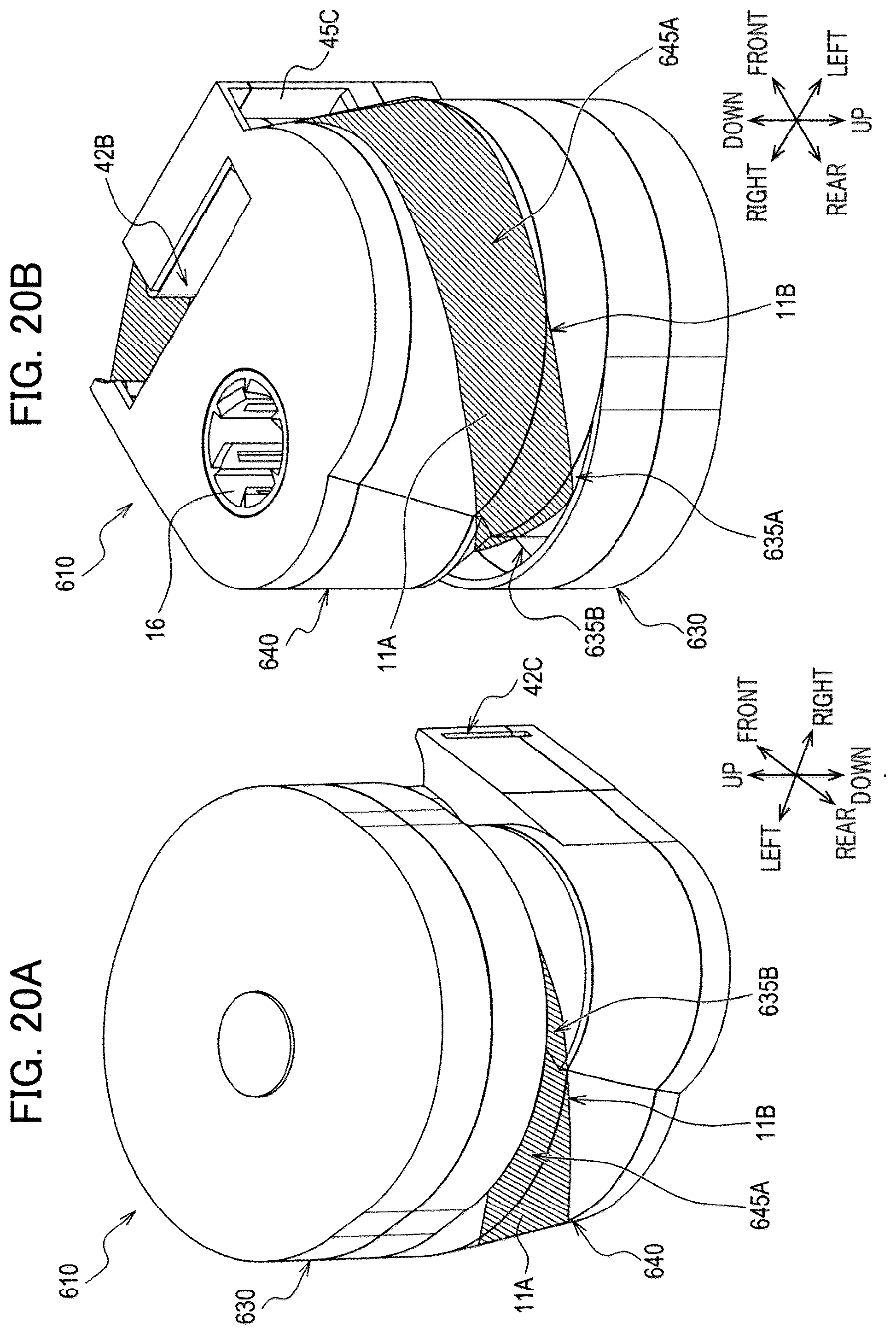 Patent US12496844 Figure 20 – Auxiliary tape cassette provided with case having guide surface around which printing tape is wrapped to form spiral portion