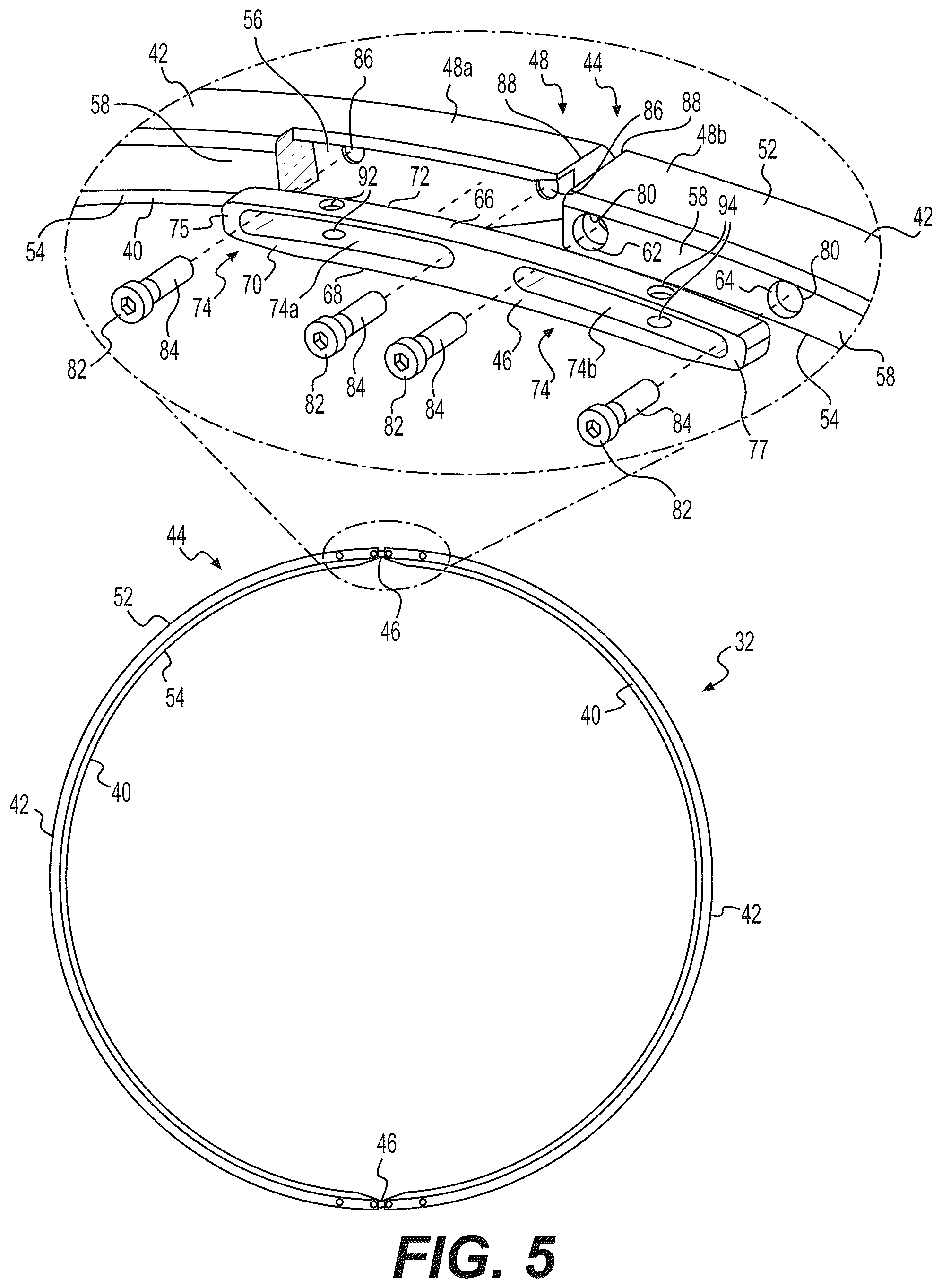 Patent US12496850 Figure 5 – Wheel assembly, lock-ring for wheel assembly, handle engageable with lock-ring, and related methods