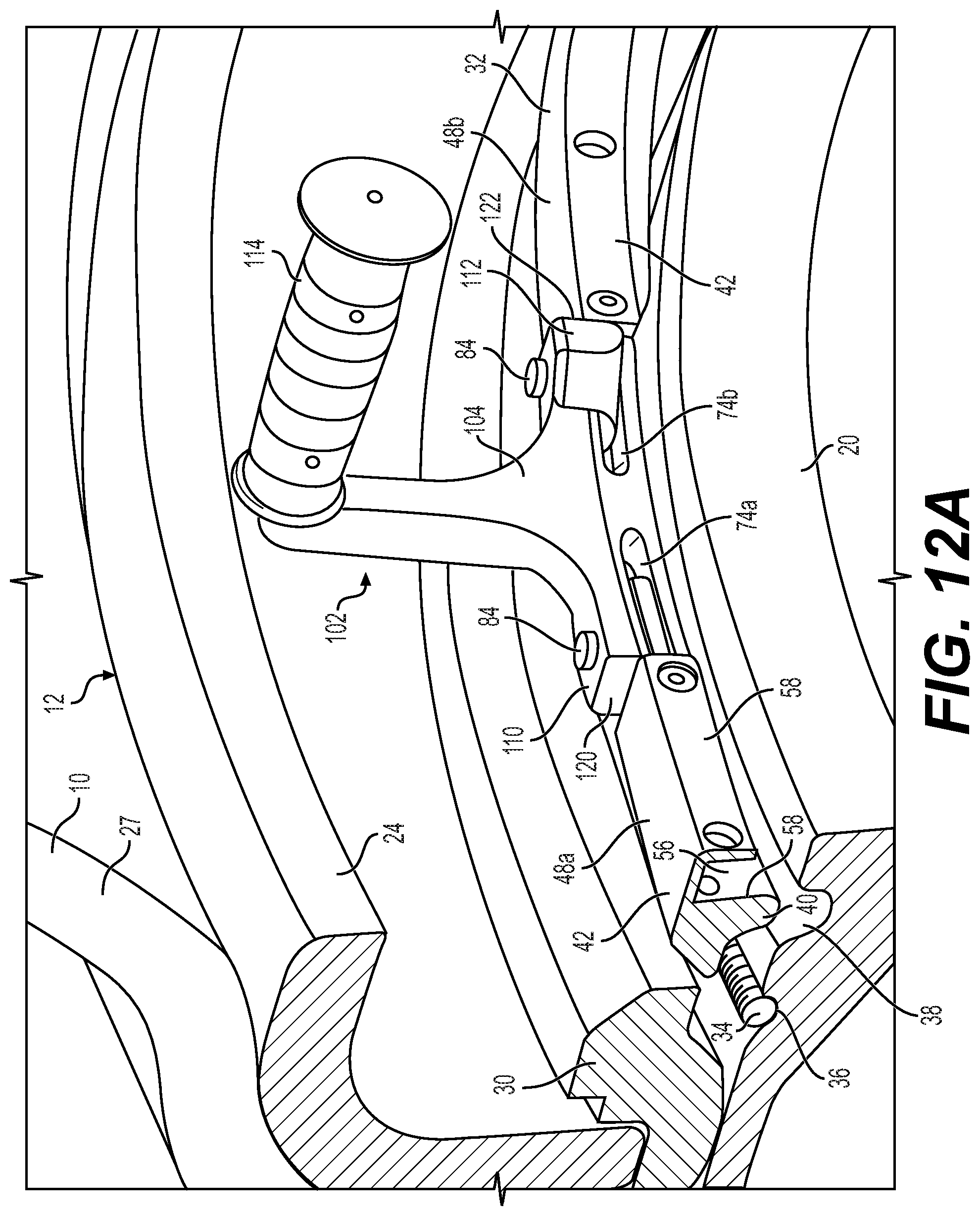 Patent US12496850 Figure 12 – Wheel assembly, lock-ring for wheel assembly, handle engageable with lock-ring, and related methods
