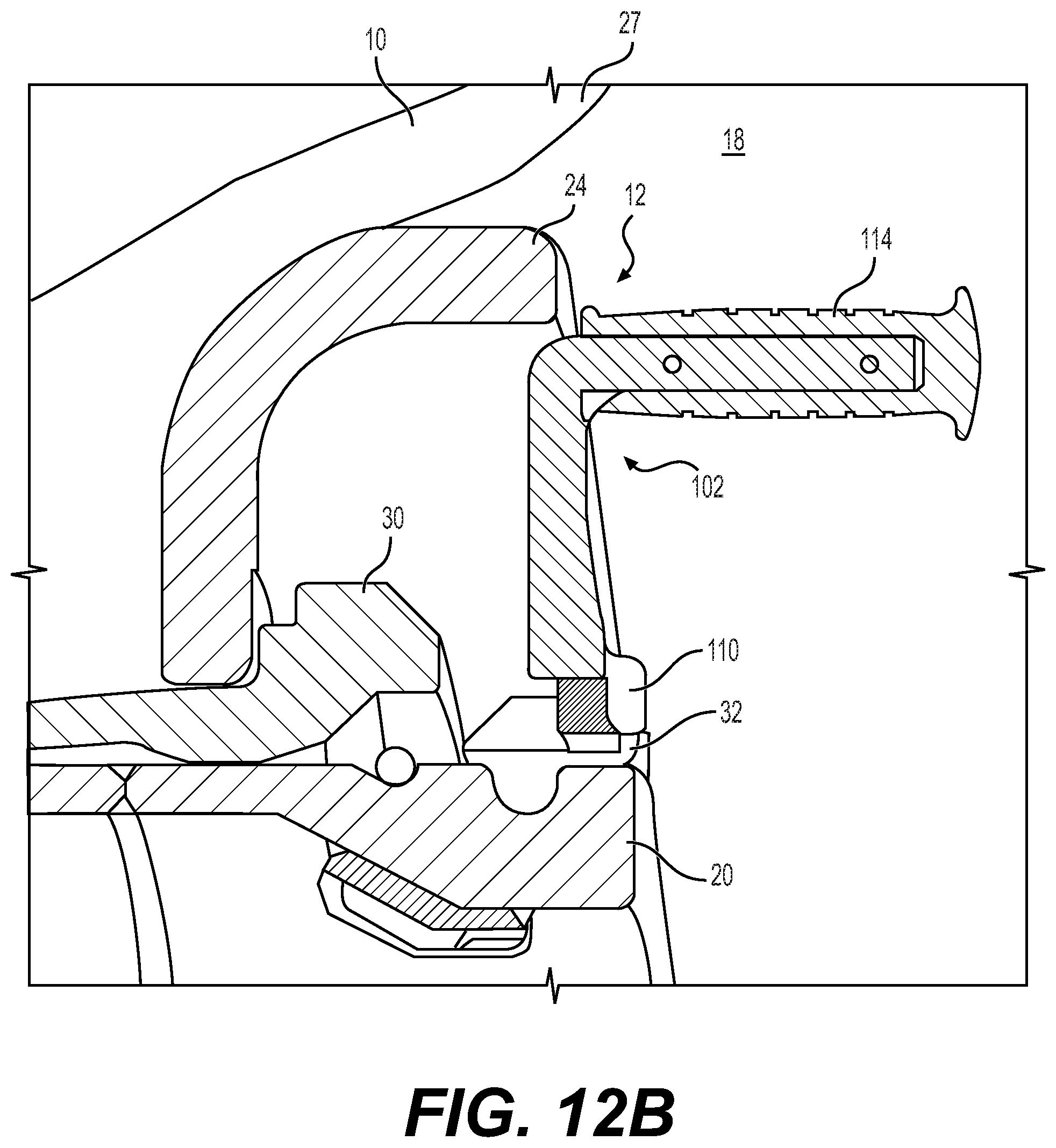 Patent US12496850 Figure 13 – Wheel assembly, lock-ring for wheel assembly, handle engageable with lock-ring, and related methods