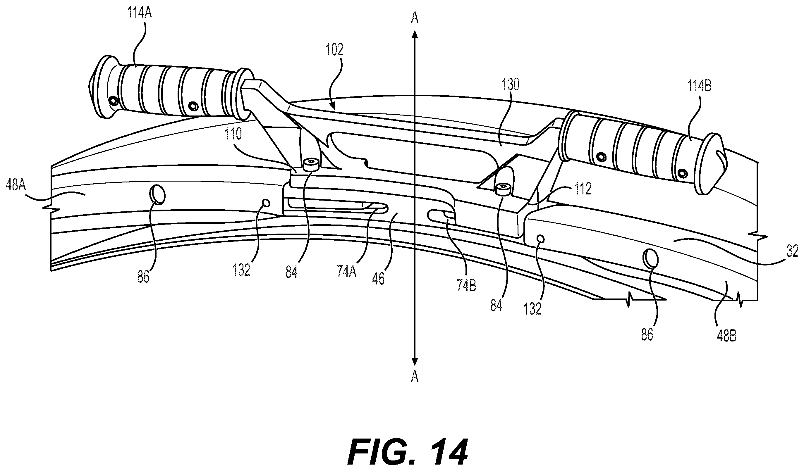 Patent US12496850 Figure 15 – Wheel assembly, lock-ring for wheel assembly, handle engageable with lock-ring, and related methods