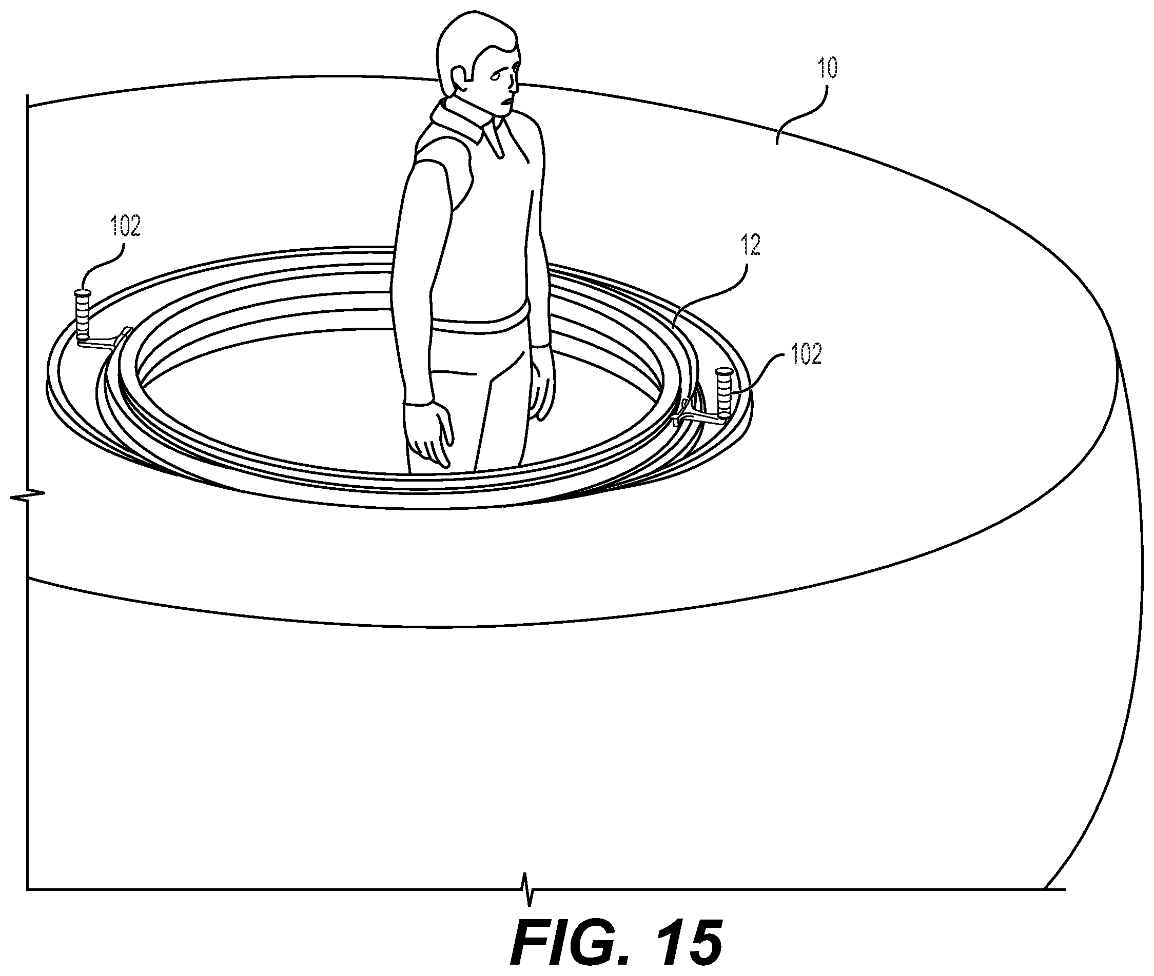 Patent US12496850 Figure 16 – Wheel assembly, lock-ring for wheel assembly, handle engageable with lock-ring, and related methods